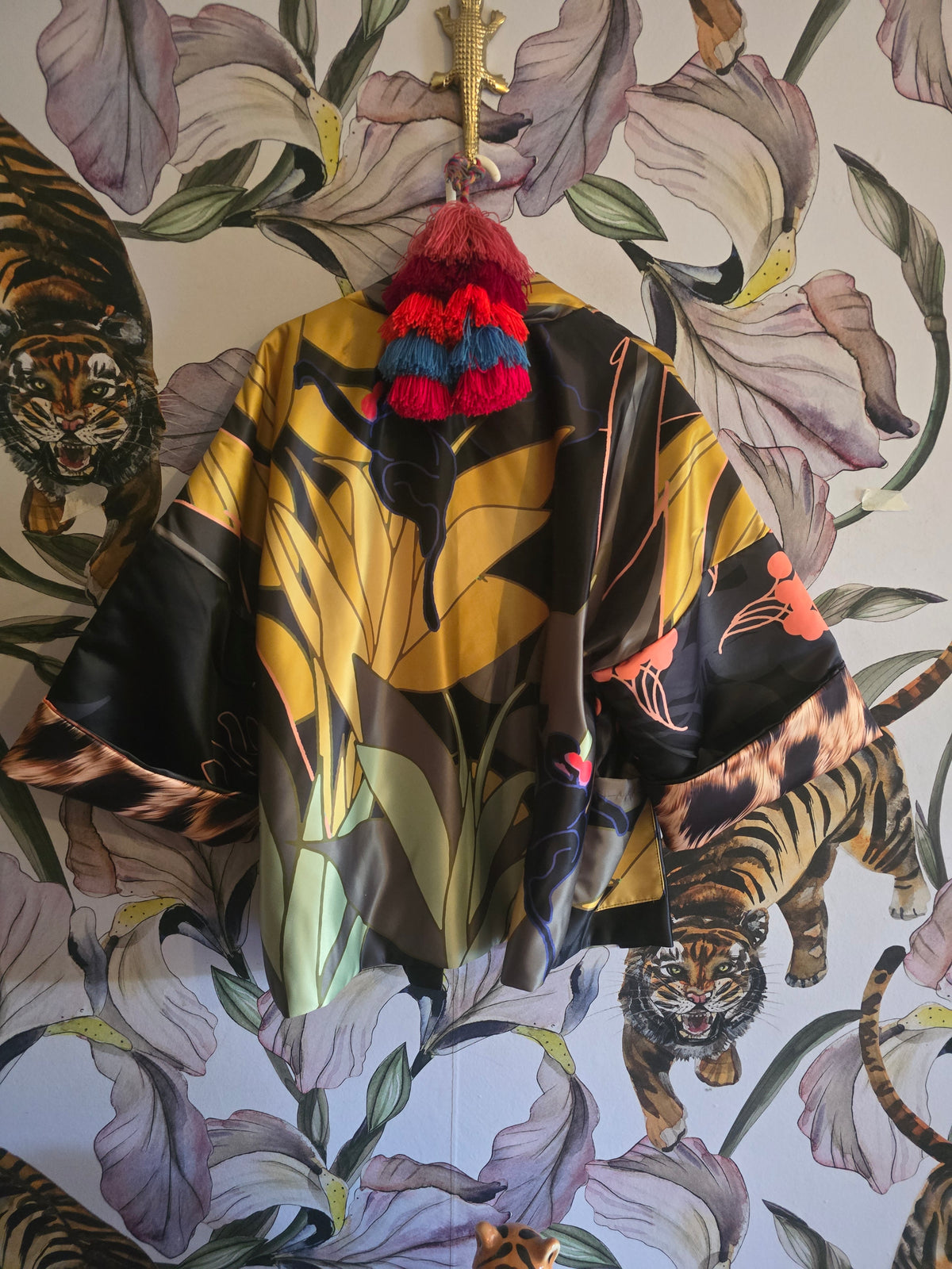The ELECTRIC JUNGLE FULLY REVERSIBLE DUCHESS SATIN BOMBER LEOPARD