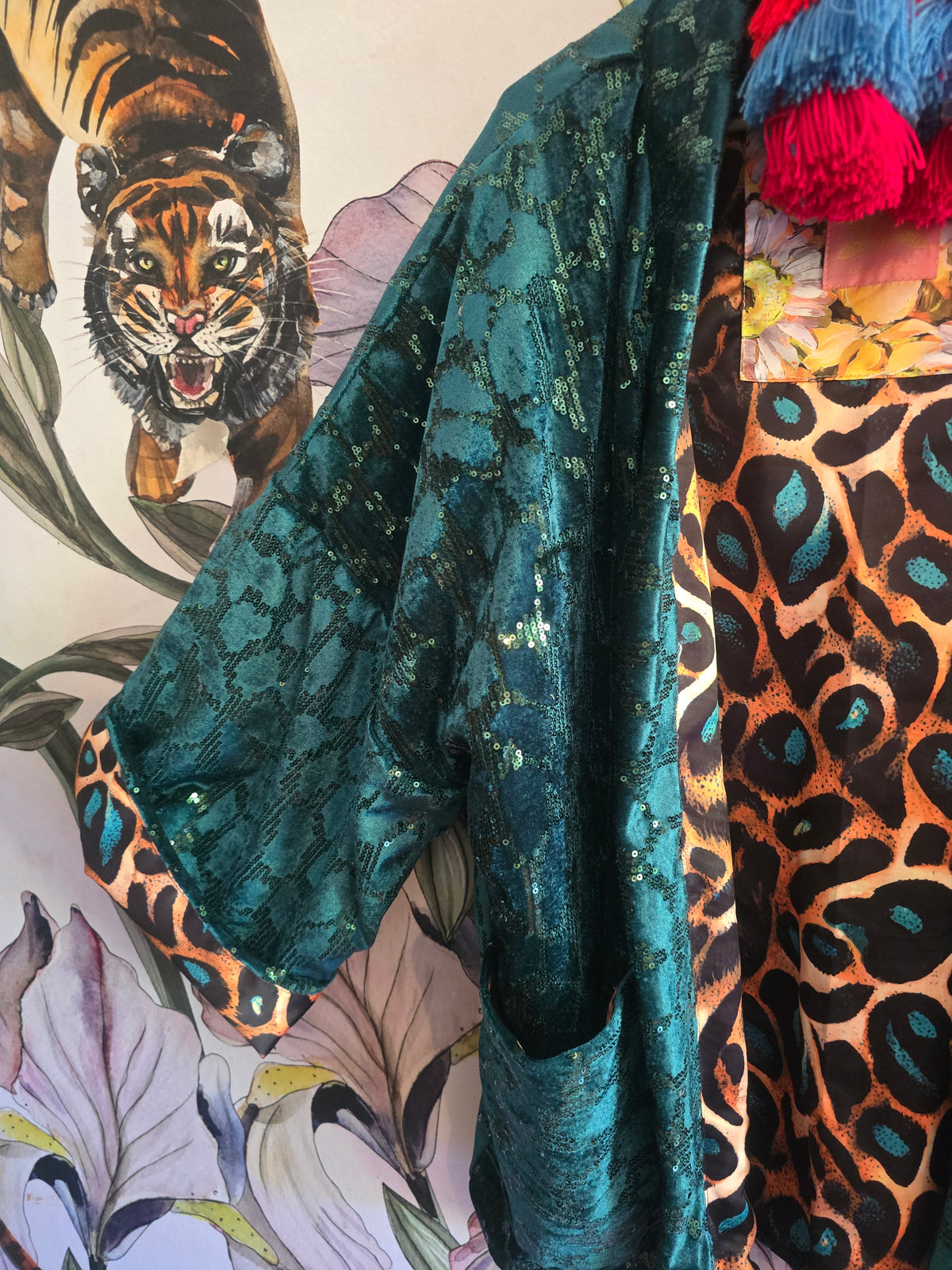 The SEQUINS GREEN & LEOPARD REVERSIBLE BOMBER