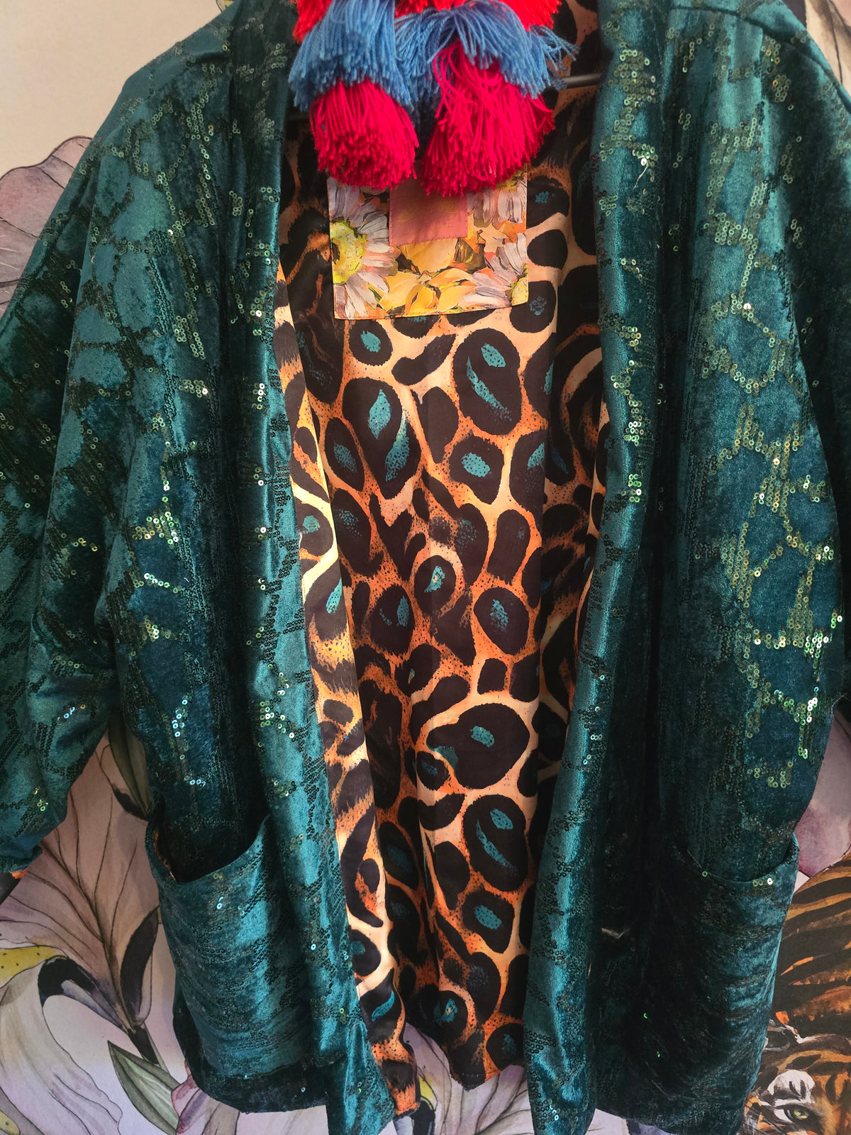 The SEQUINS GREEN & LEOPARD REVERSIBLE BOMBER