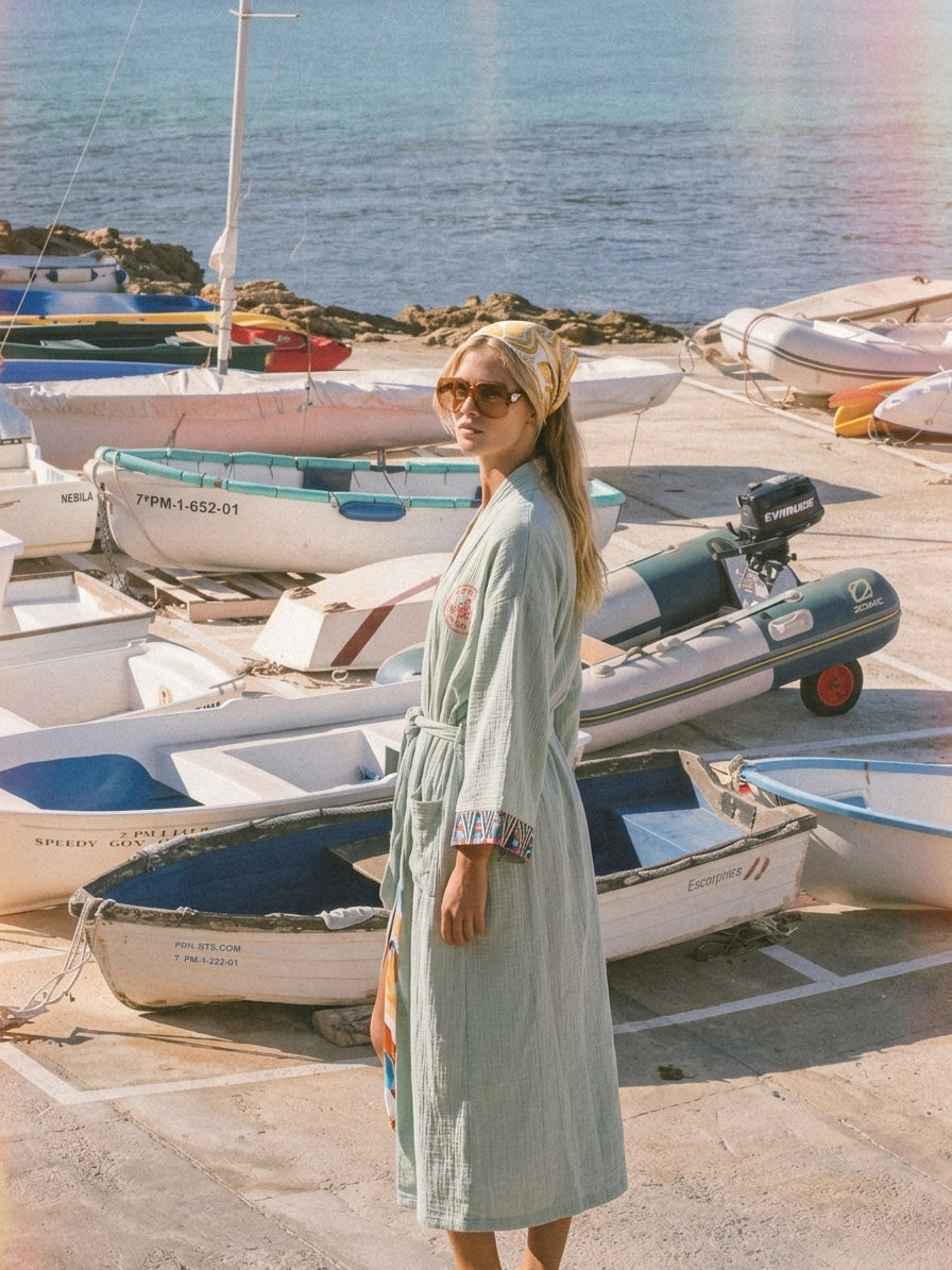 The APRÈS SAUNS GOWN ( SEA FOAM BLUE)