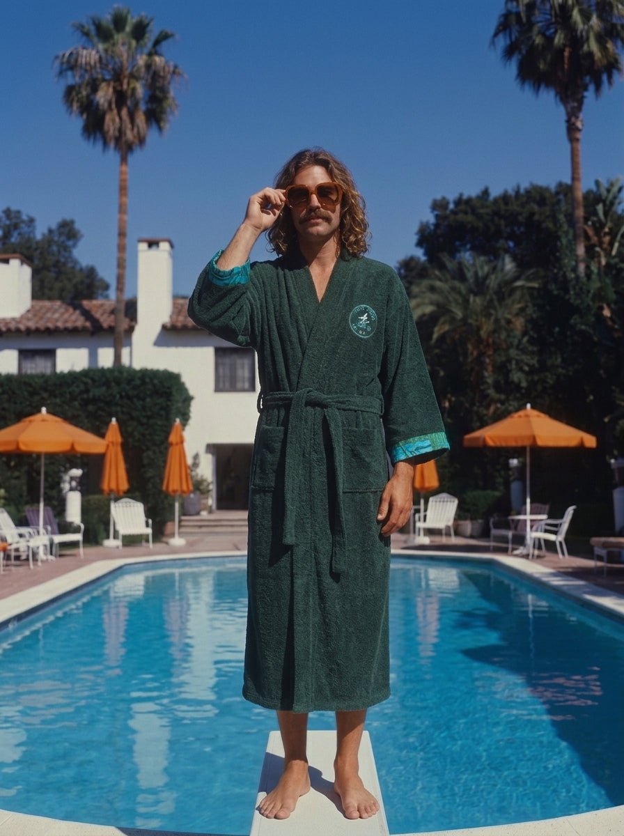 The APRÈS SAUNA TOWLING LUXE GOWN WITH COTTON TRIM