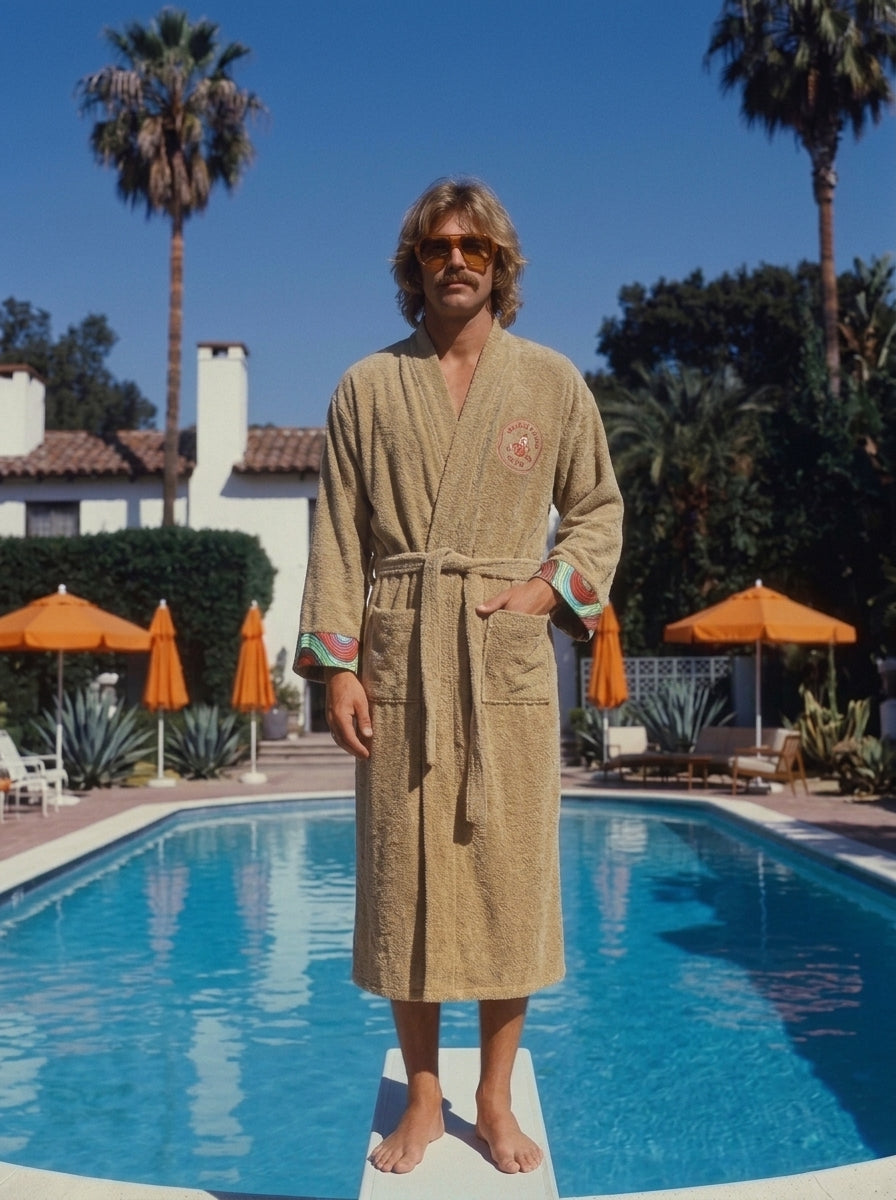 The APRÈS SAUNA TOWLING LUXE GOWN WITH COTTON TRIM