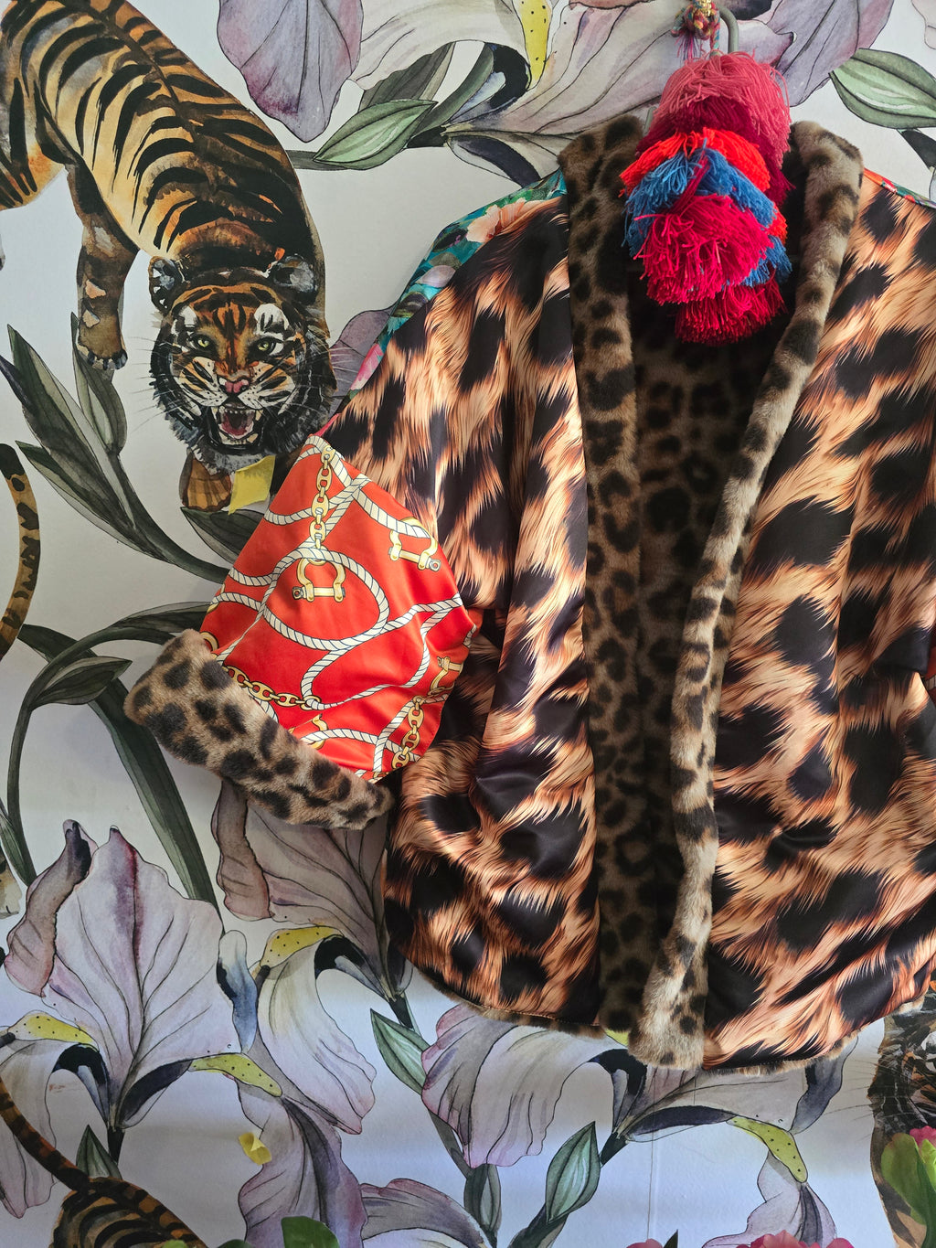 The BOUJEE LEOPARD WITH FAUX FUR , REVERSIBLE JACKET
