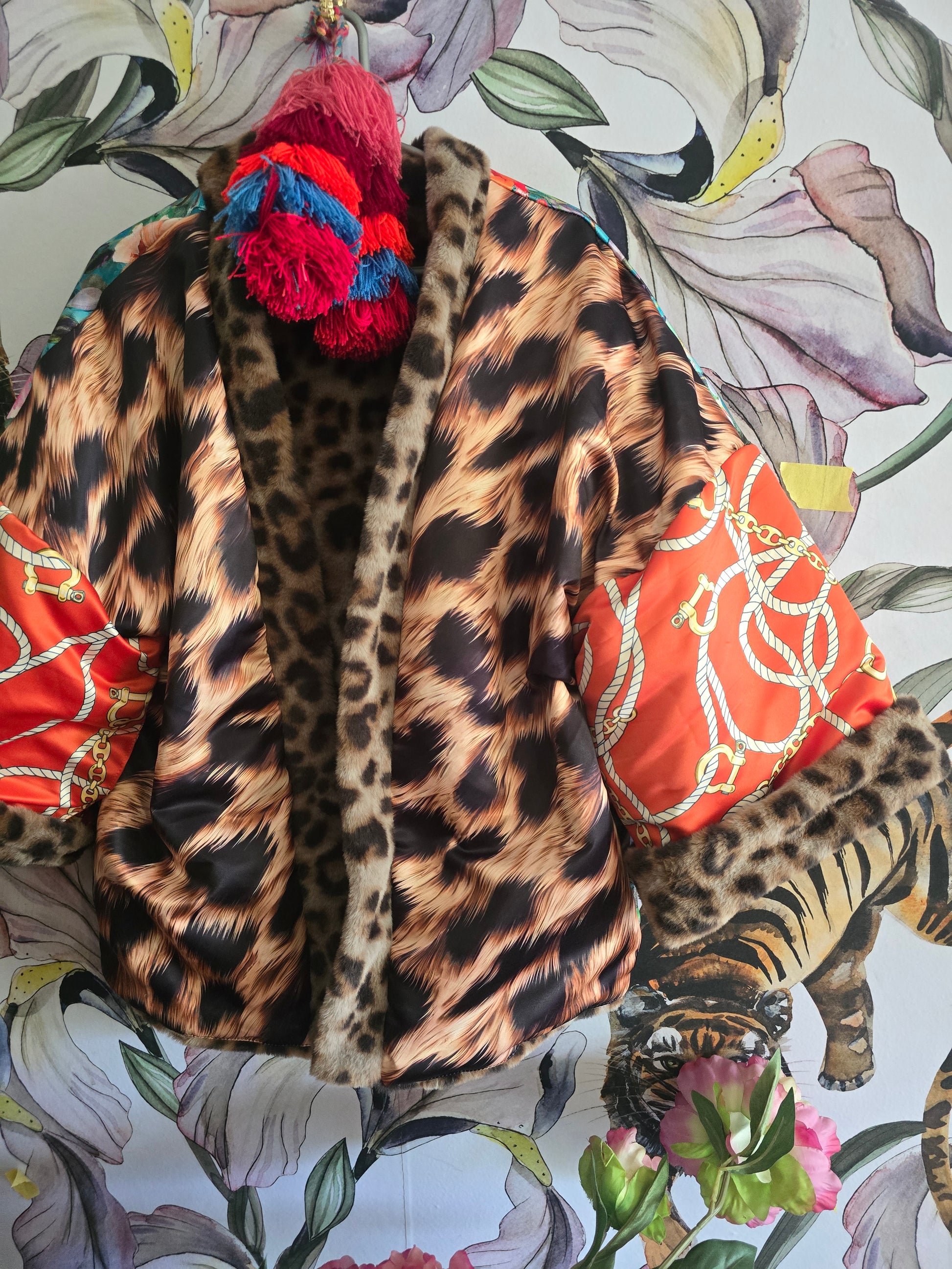 The BOUJEE LEOPARD WITH FAUX FUR , REVERSIBLE JACKET