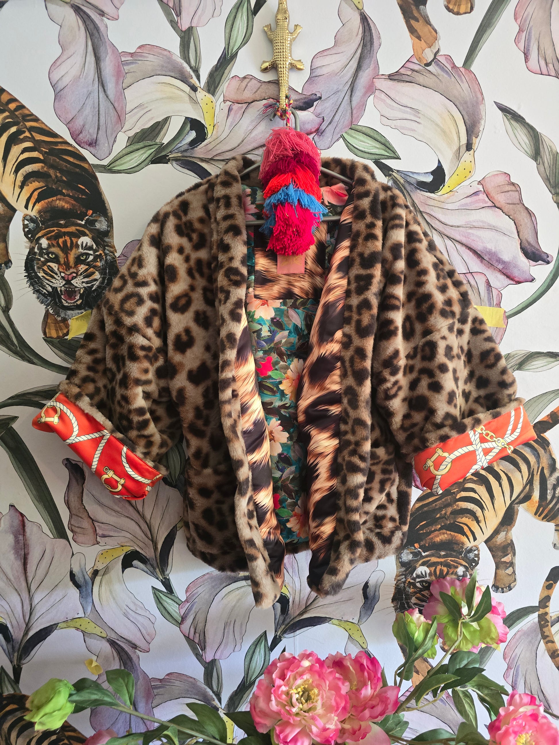 The BOUJEE LEOPARD WITH FAUX FUR , REVERSIBLE JACKET