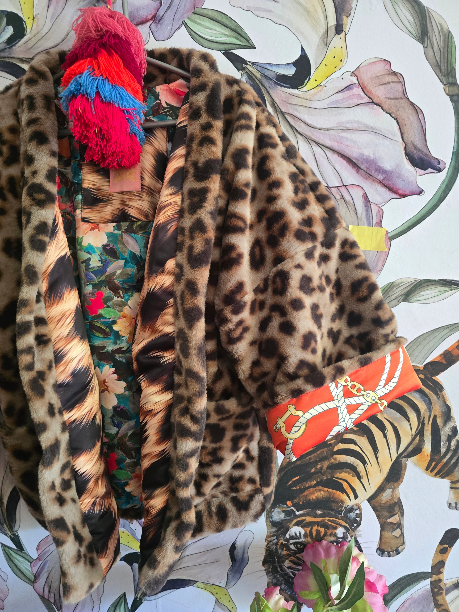 The BOUJEE LEOPARD WITH FAUX FUR , REVERSIBLE JACKET