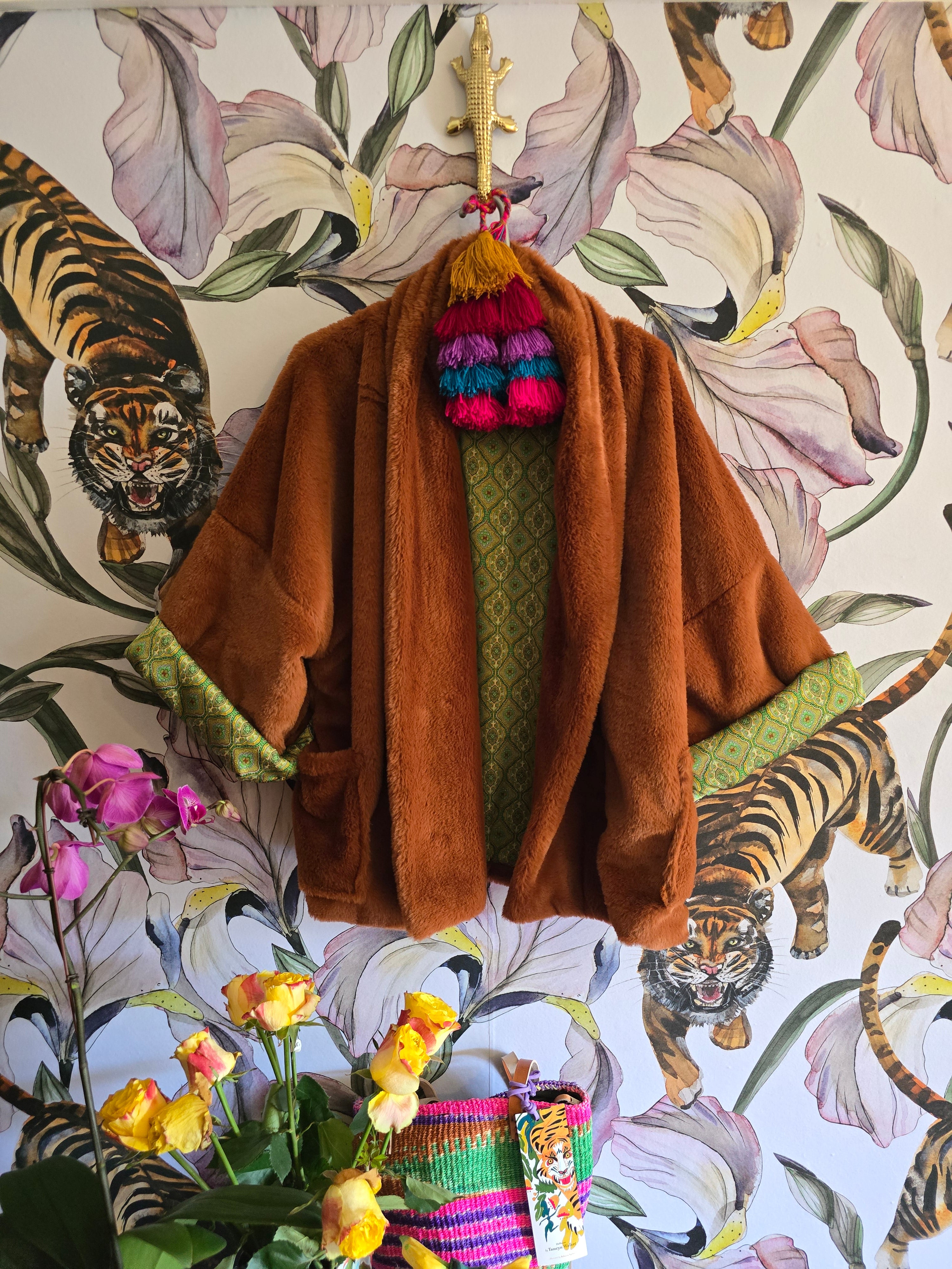 The CARAMEL FAUX FUR REVERSIBLE BUNNY COAT