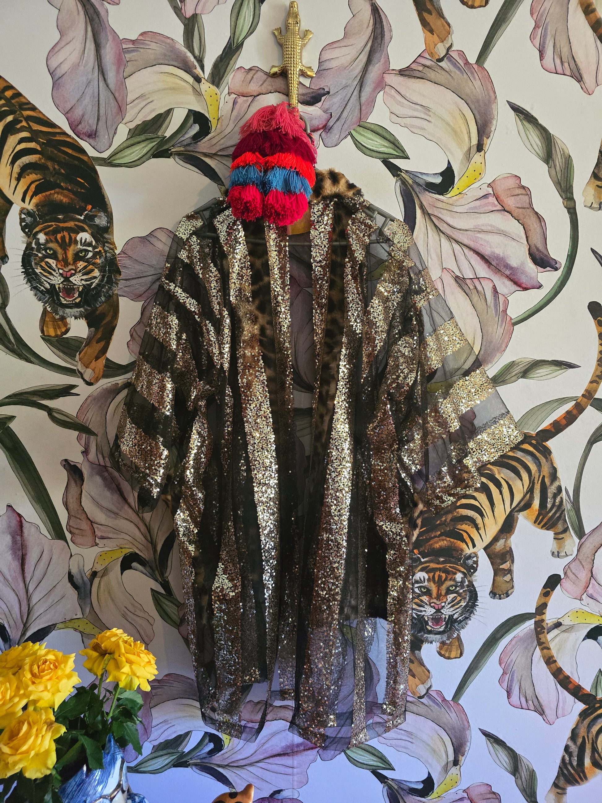 The SEQUINS & FAUX FUR PARTY COAT. MID LENGTH.