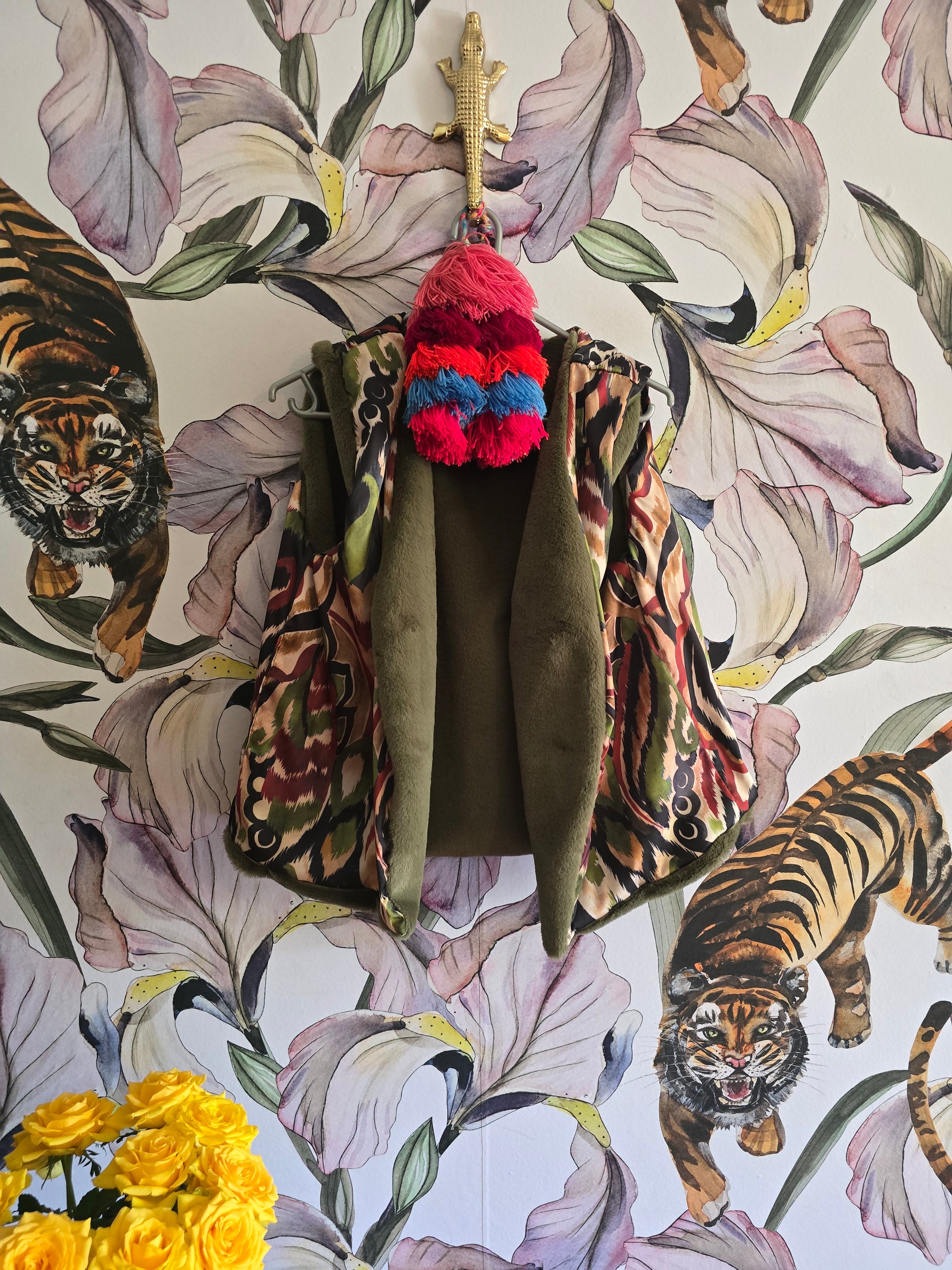 The FAUX FUR AND IKAT WAISTCOAT