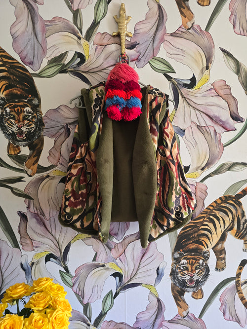The FAUX FUR AND IKAT WAISTCOAT