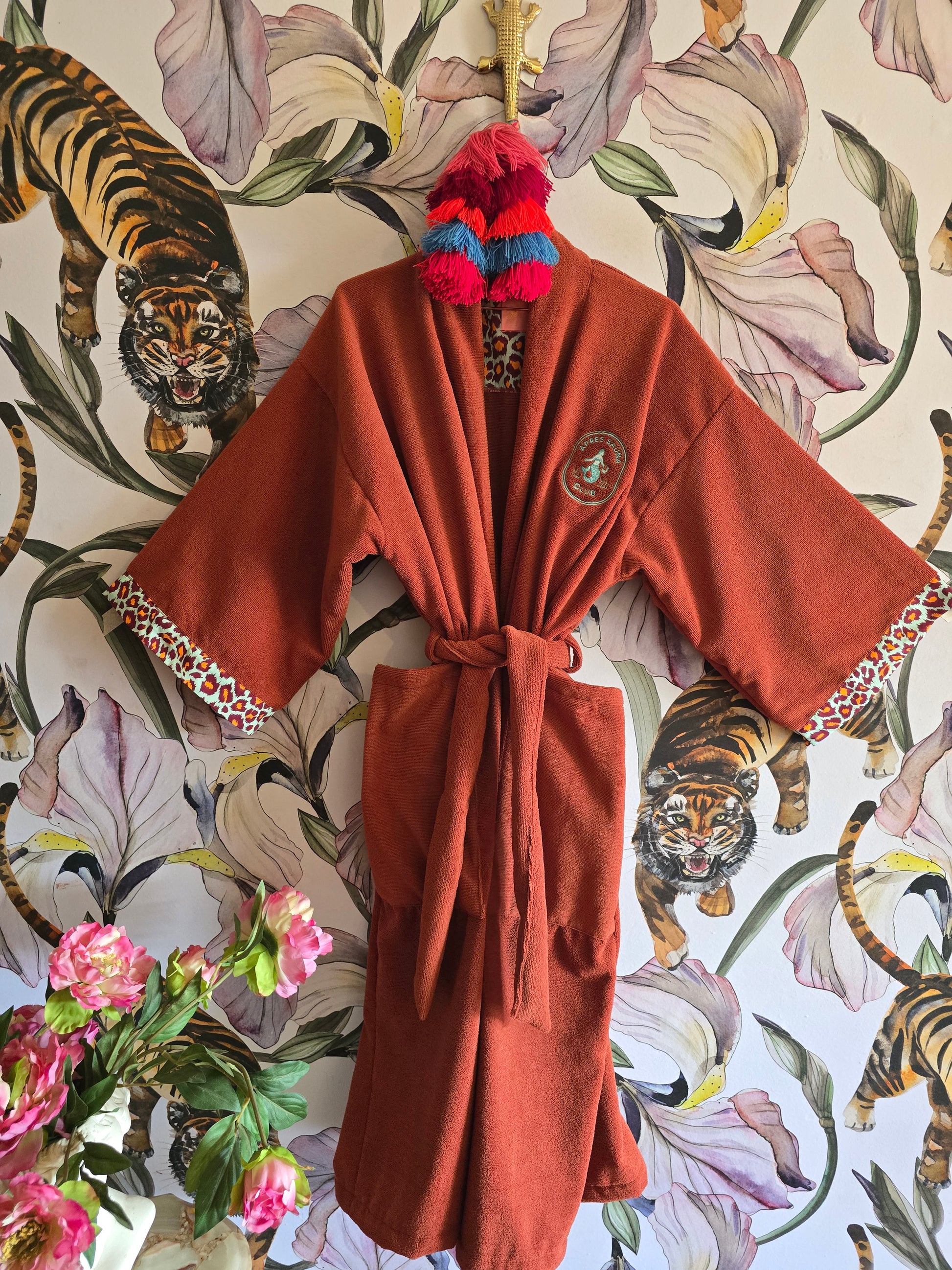 APRÈ SAUNA CLUB TOWLING GOWN TERRACOTTA