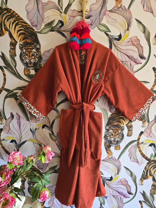 APRÈ SAUNA CLUB TOWLING GOWN TERRACOTTA