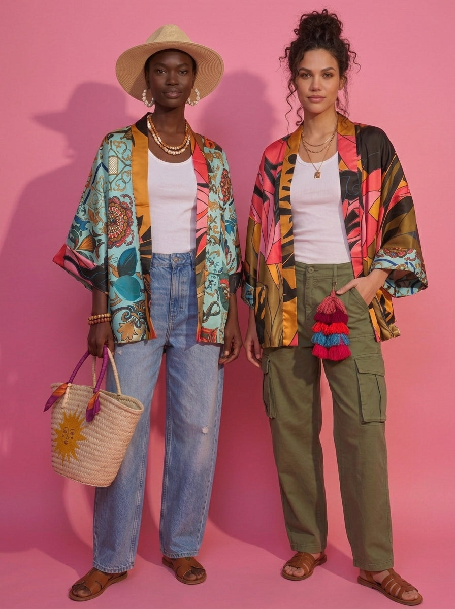 The ELECTRIC JUNGLE FULLY REVERSIBLE DUCHESS SATIN BOMBER