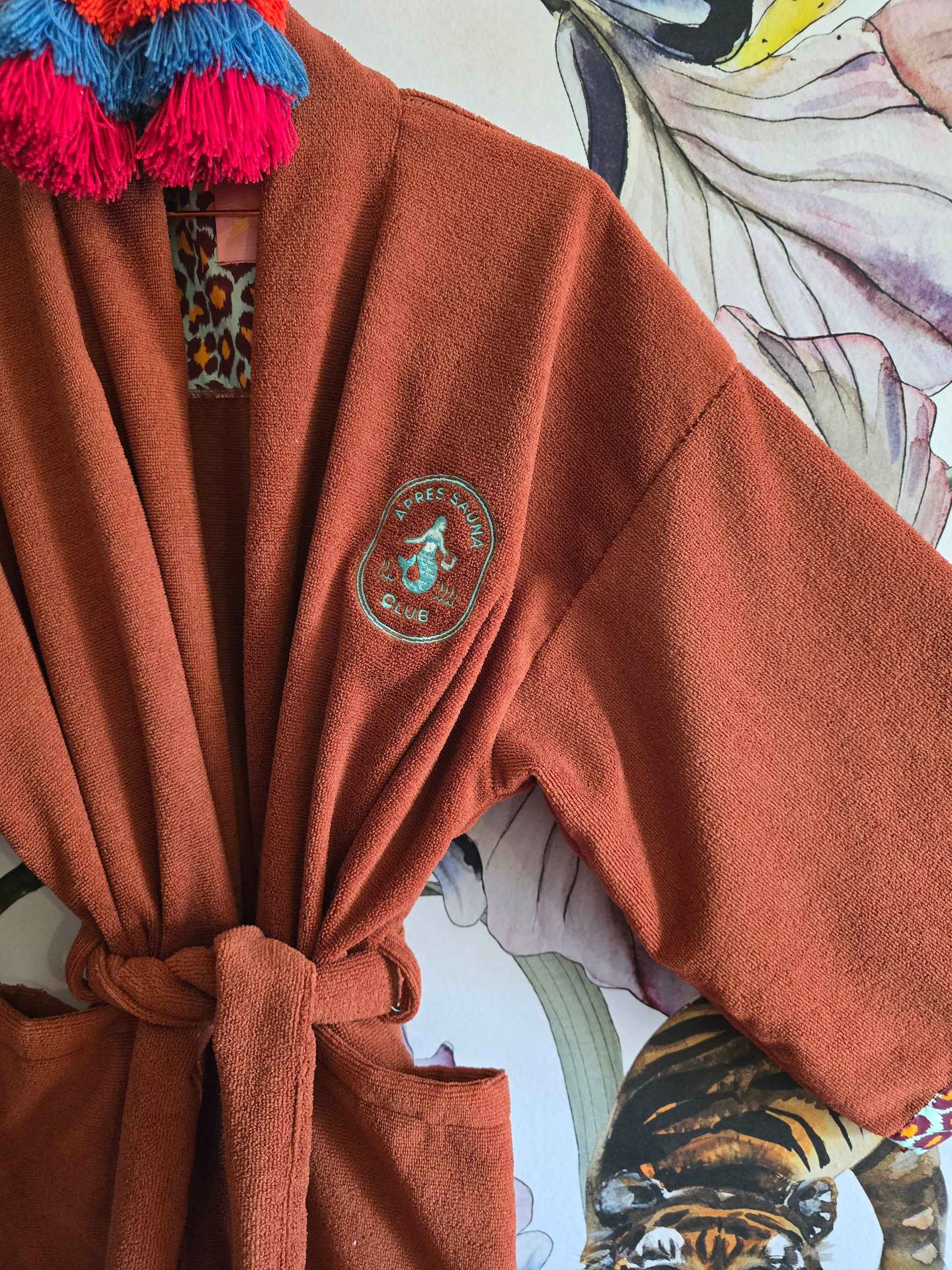 APRÈ SAUNA CLUB TOWLING GOWN TERRACOTTA