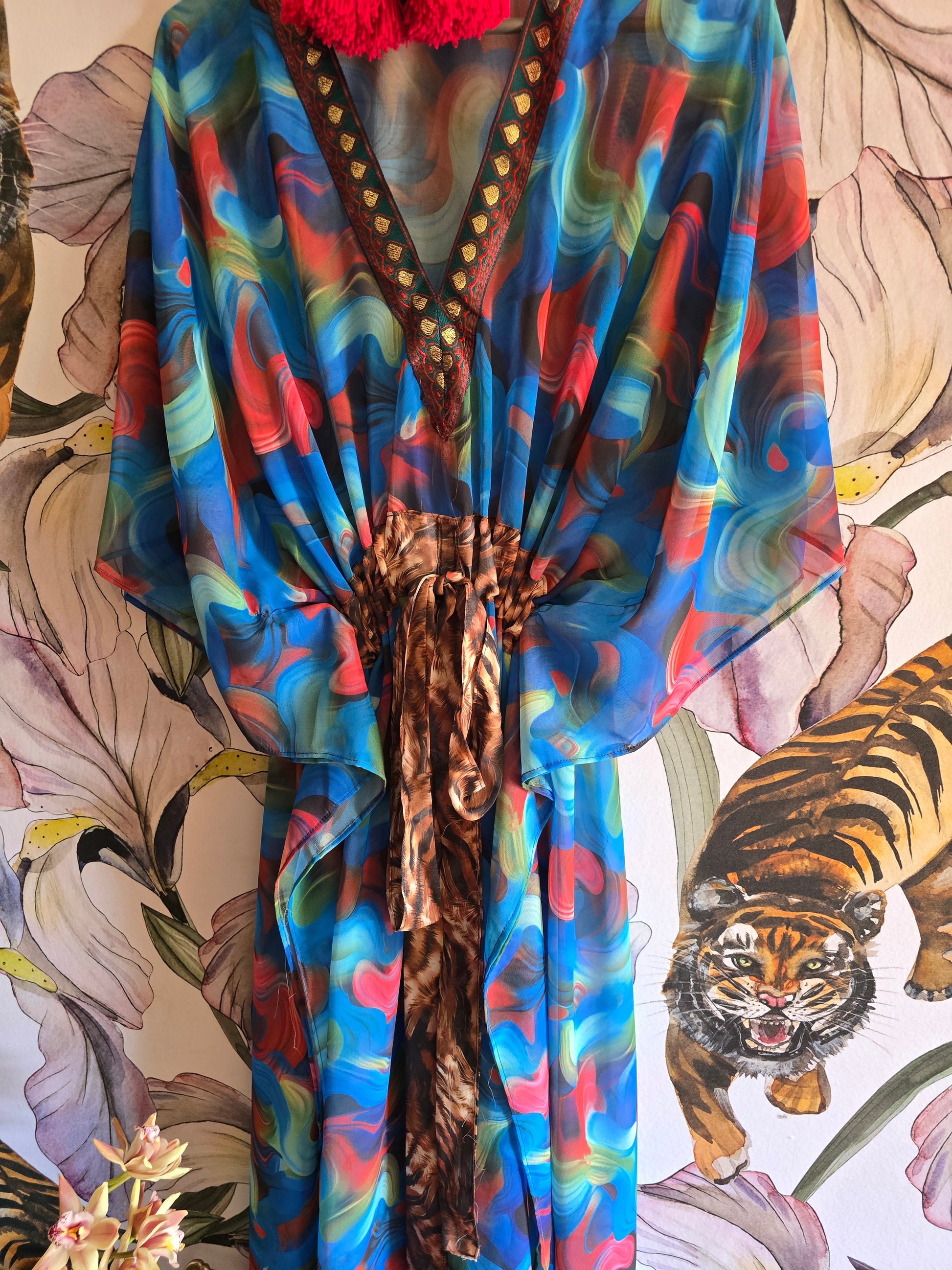 The SWIRL CHIFFON ELECTRIC BLUE KAFTAN