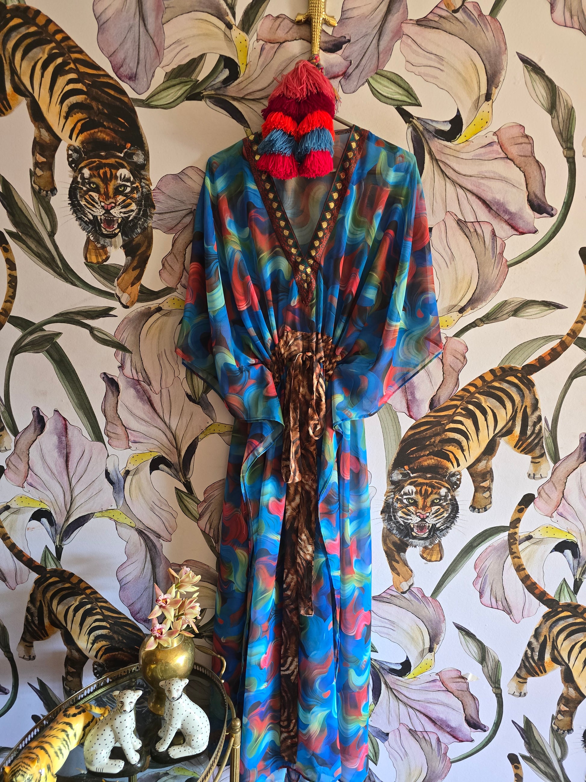 The SWIRL CHIFFON ELECTRIC BLUE KAFTAN