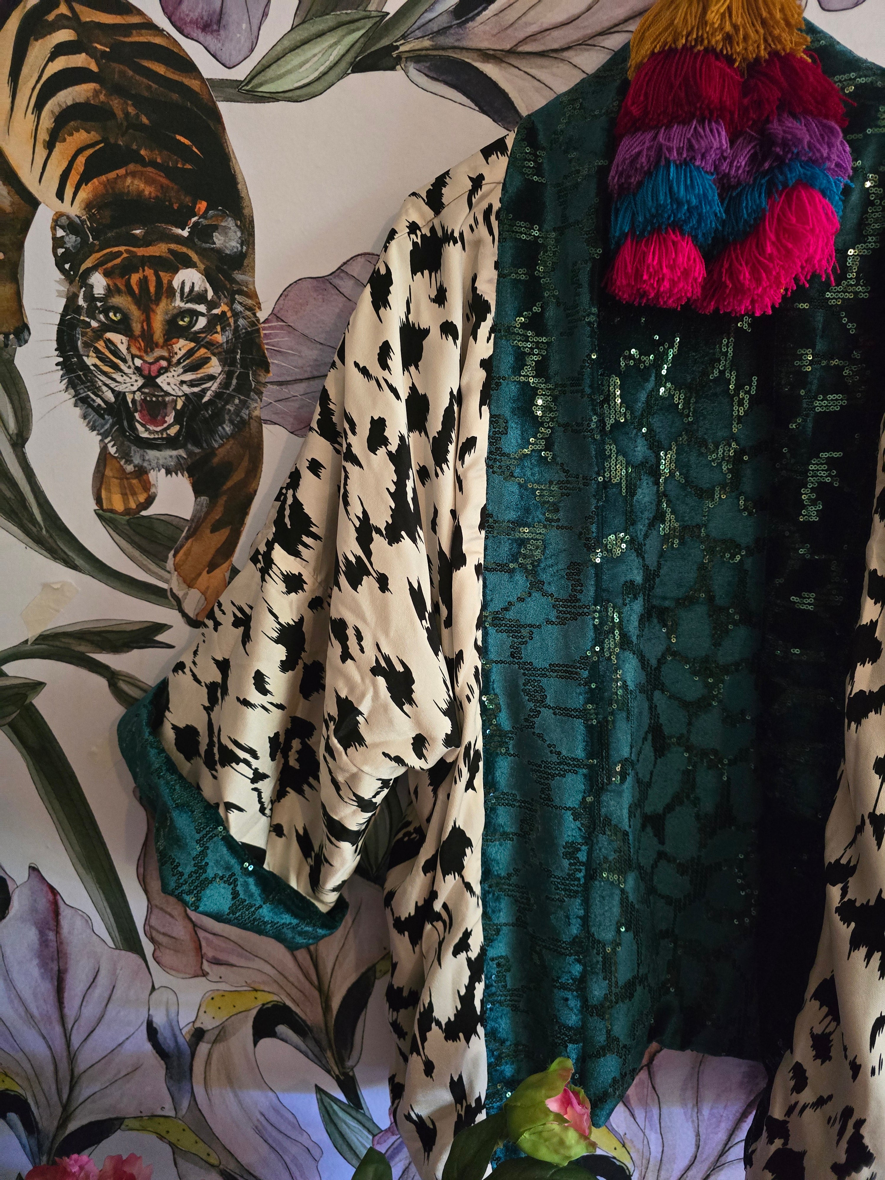 The SPARKLE & REVERSIBLE VELVET BOMBER GREEN