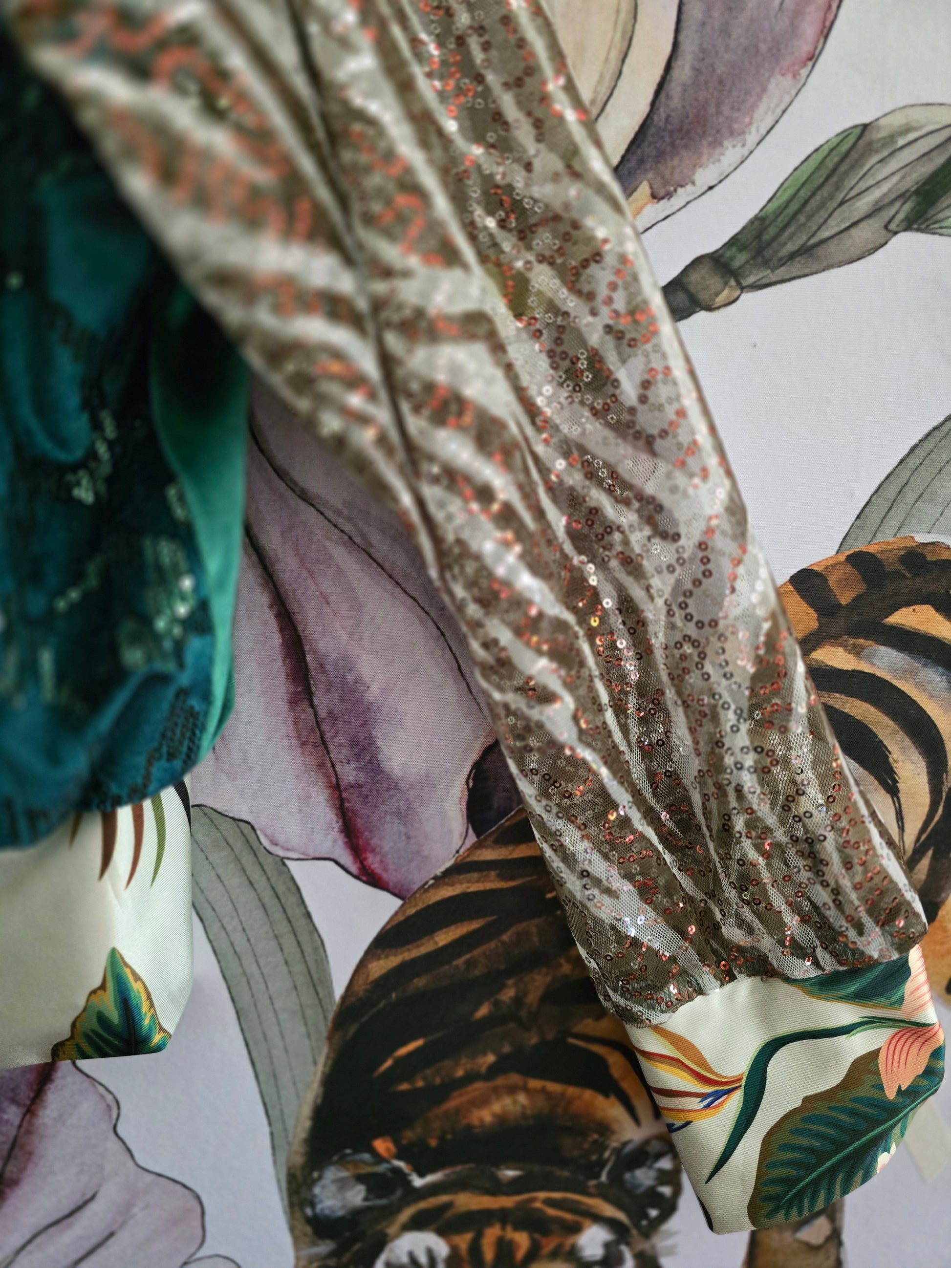 The VELVET/SEQUINS GREEN BOMBER JACKET