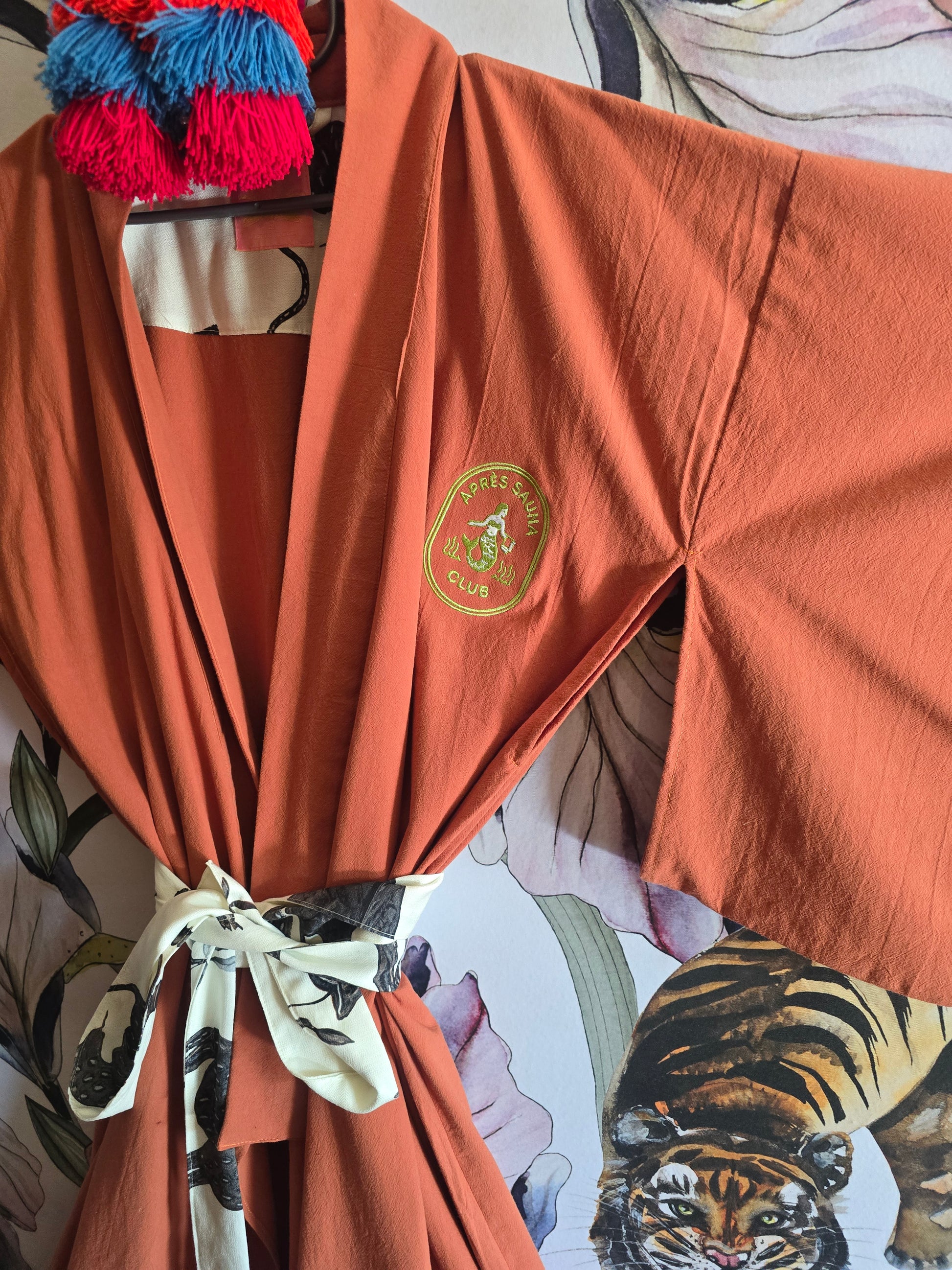 The APRÈ SAUNA 100% COTTON JAPANESE KIMONO TERRACOTTA