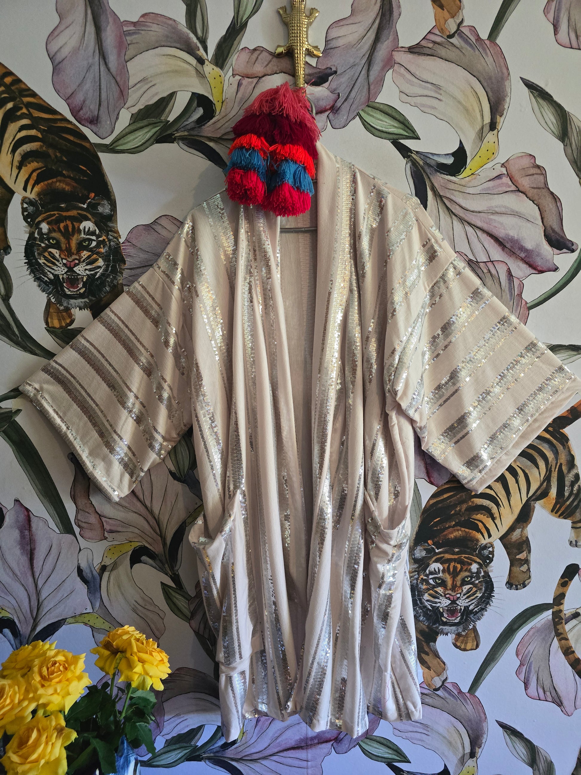 The COTTON & SEQUINS CARDIE . MID LENGTH.