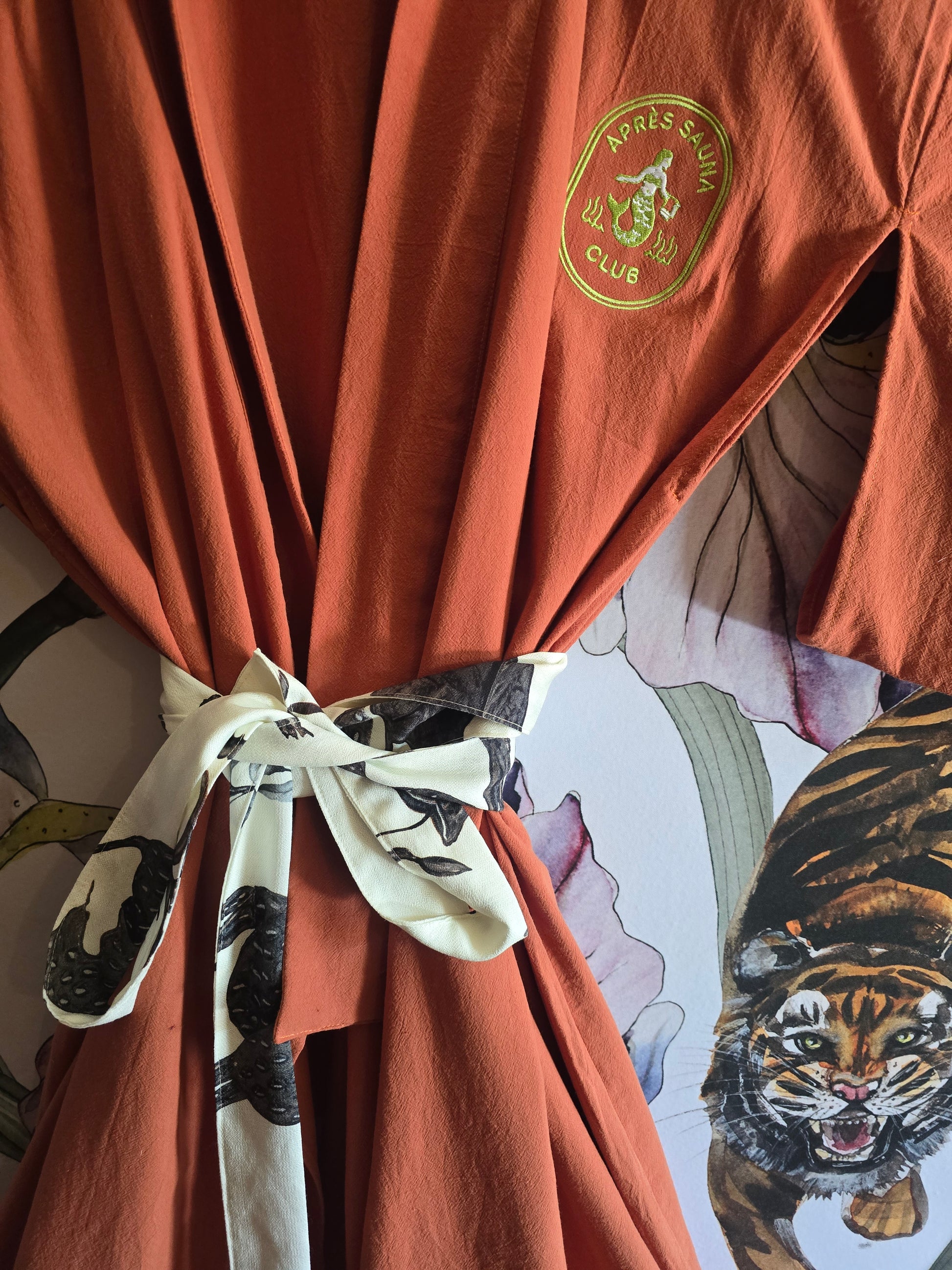 The APRÈ SAUNA 100% COTTON JAPANESE KIMONO TERRACOTTA
