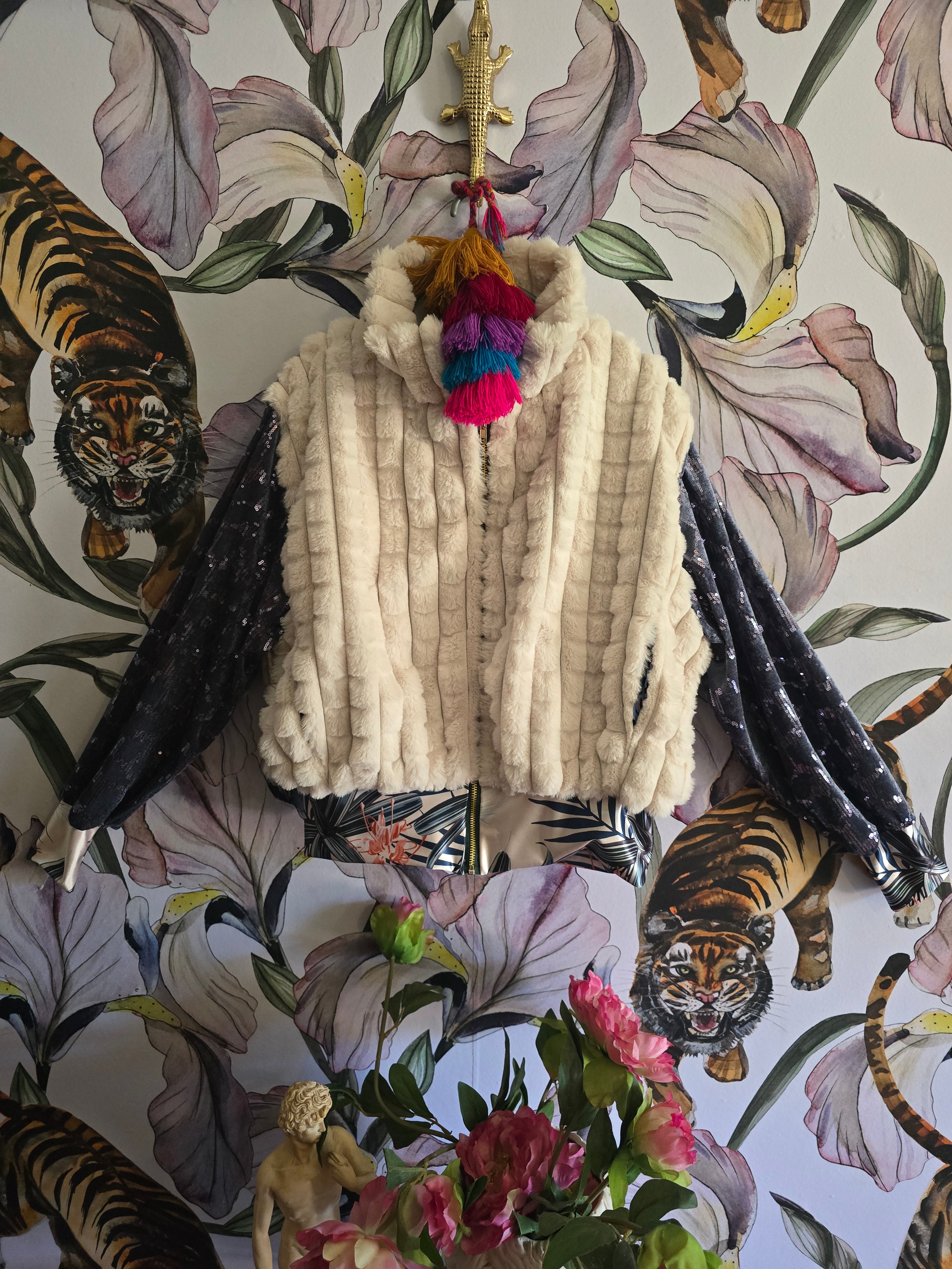The FAUX FUR, TARTAN FLEECE & SEQUINS VELVET BUNNY JACKET