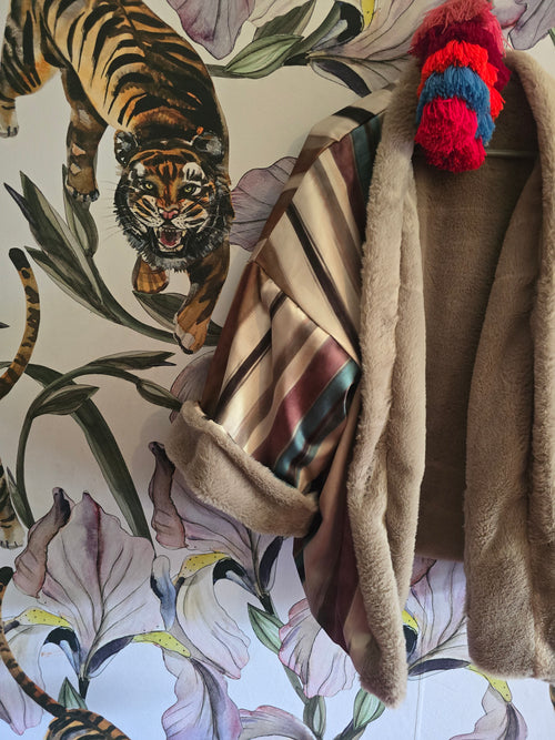 The STRIPE TAUPE REVERSIBLE BOMBER