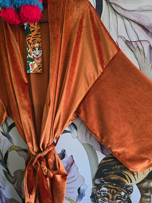 The RUST SILK VELVET KIMONO