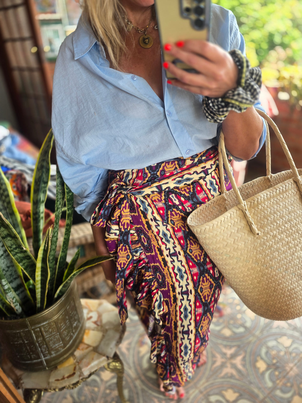 The CHA CHA AZTEC FRILL WRAP SKIRT