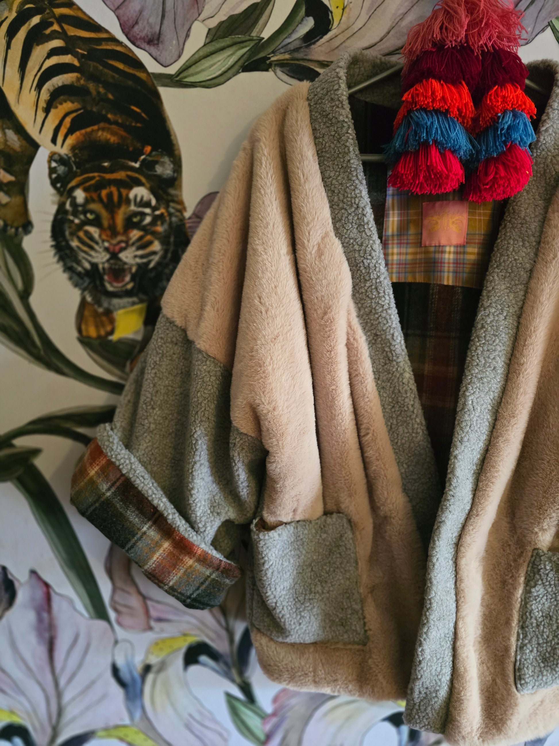 The LUMBER JILL ( FULLY reversible faux fur and fleece check adventure jacket )