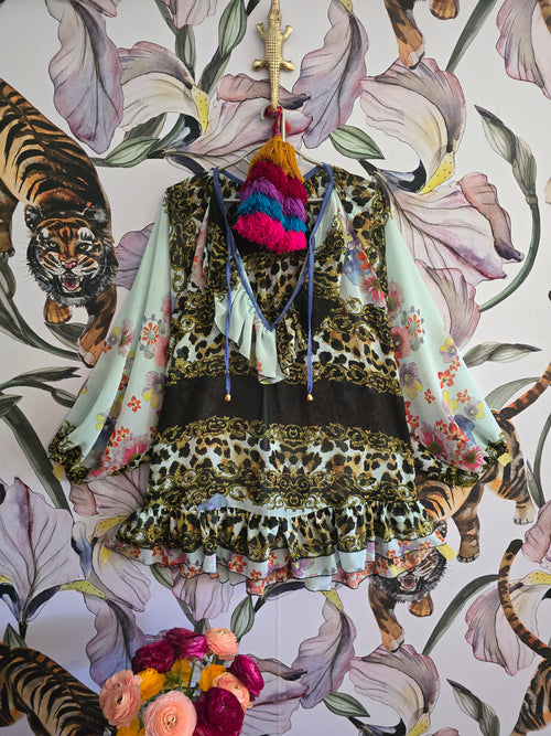 The LOVELEE LEOPARD FRILL FROCK
