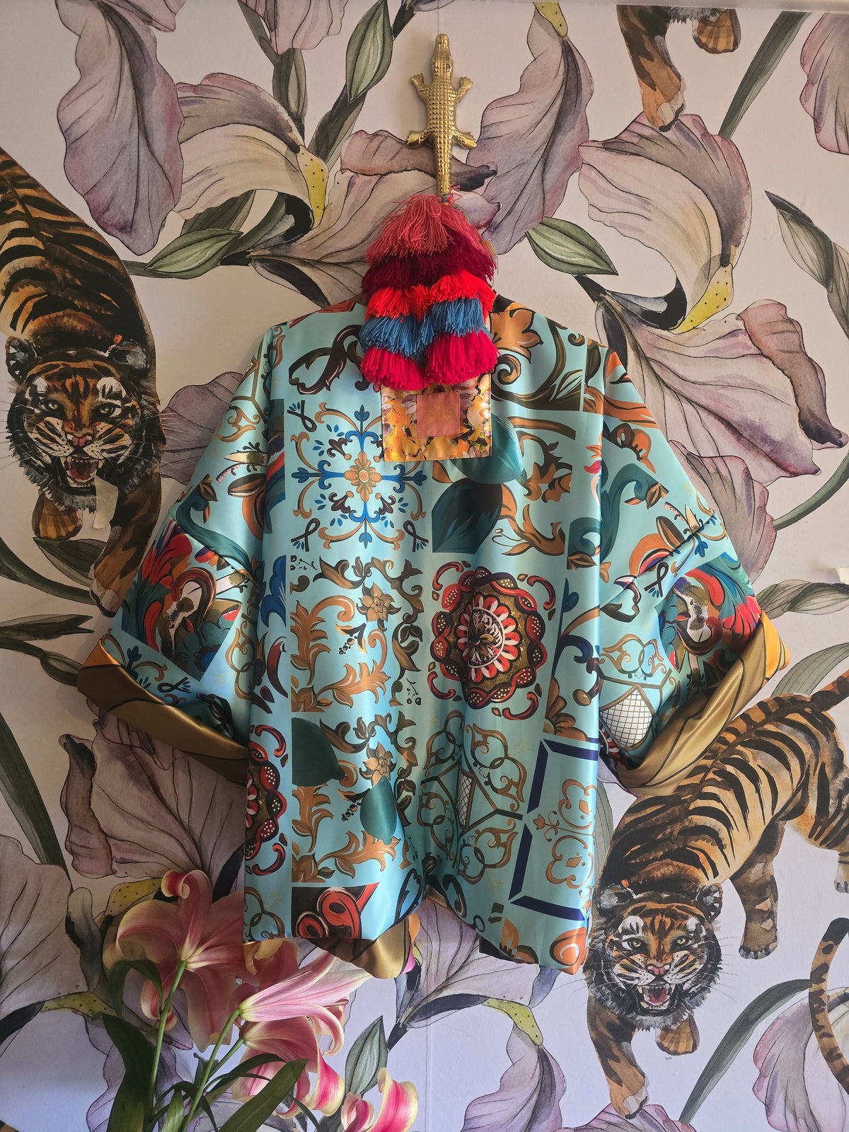 The ELECTRIC JUNGLE FULLY REVERSIBLE DUCHESS SATIN BOMBER