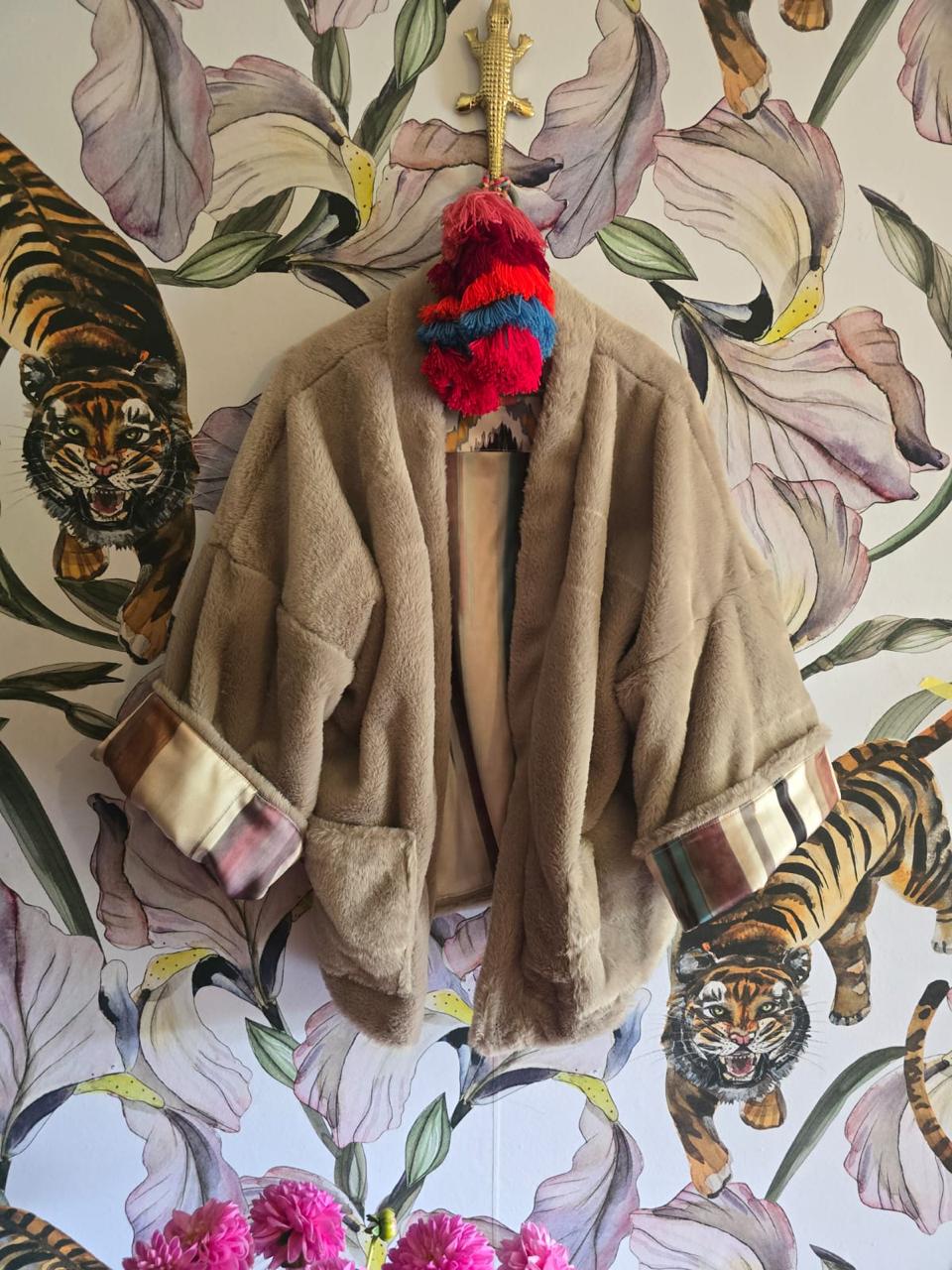 The STRIPE TAUPE REVERSIBLE BOMBER