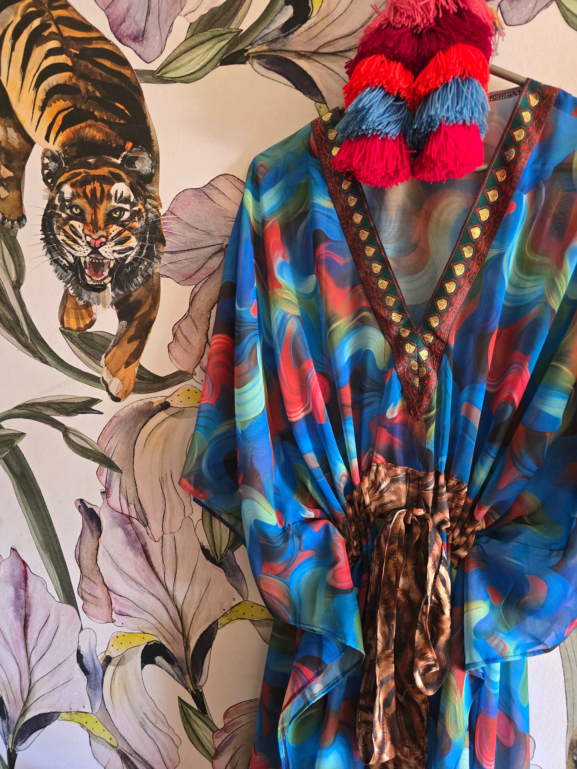 The SWIRL CHIFFON ELECTRIC BLUE KAFTAN