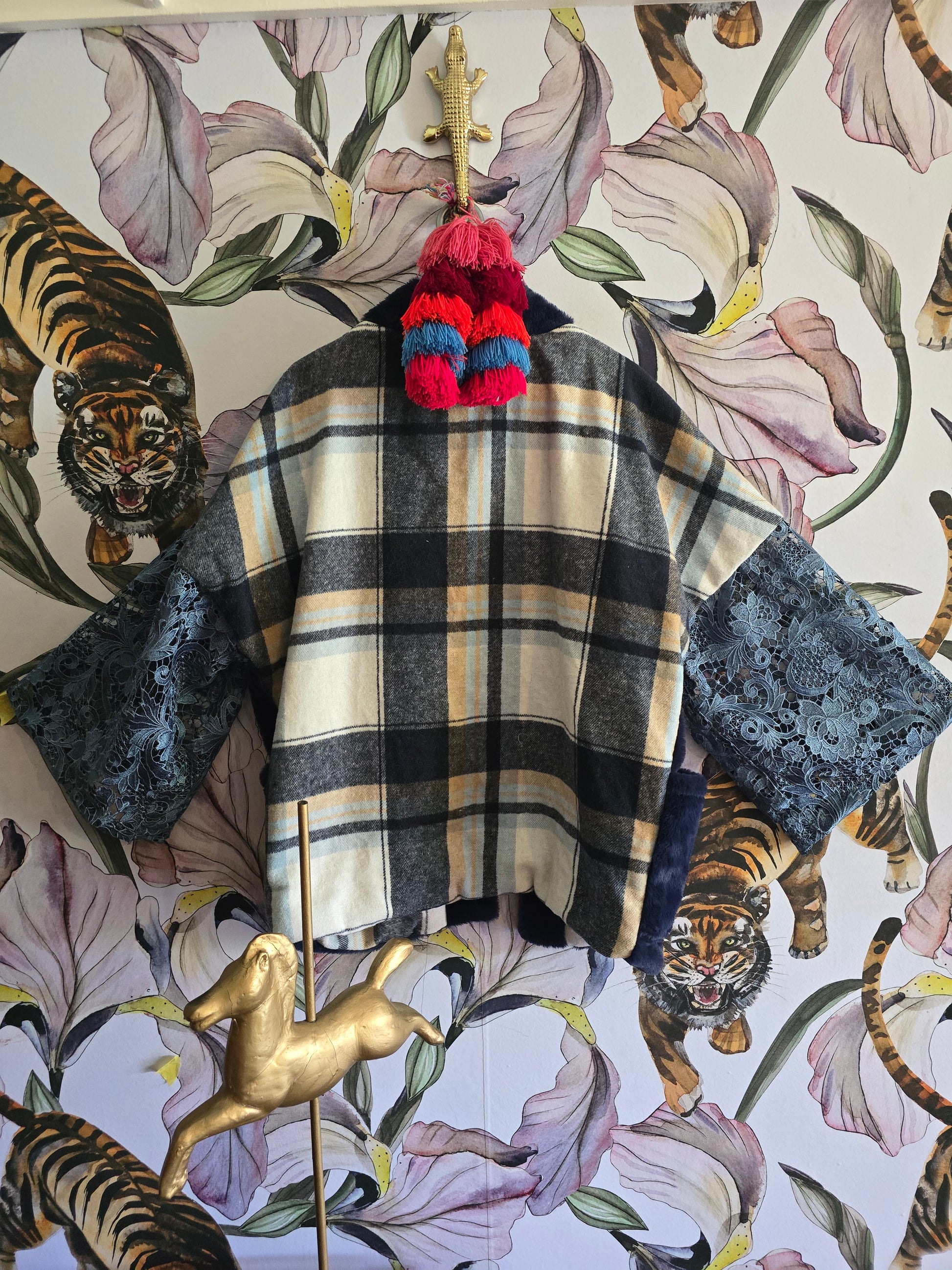 The BLUE GIRL IN LACE REVERSIBLE FLEECE AND FAUX FUR JACKET