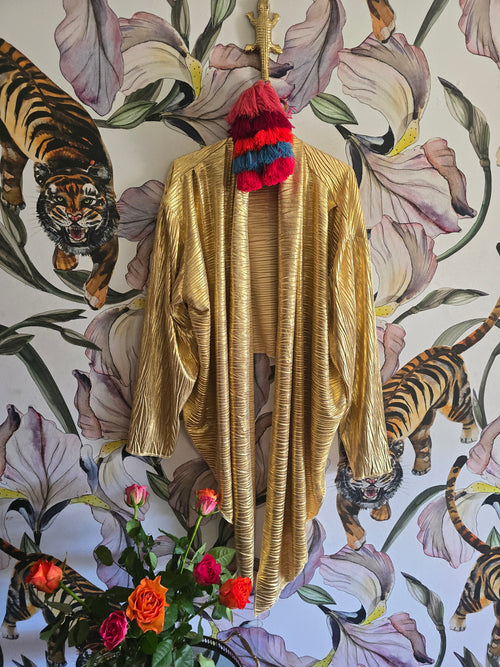 The GOLD LAMEER WRAP TOP