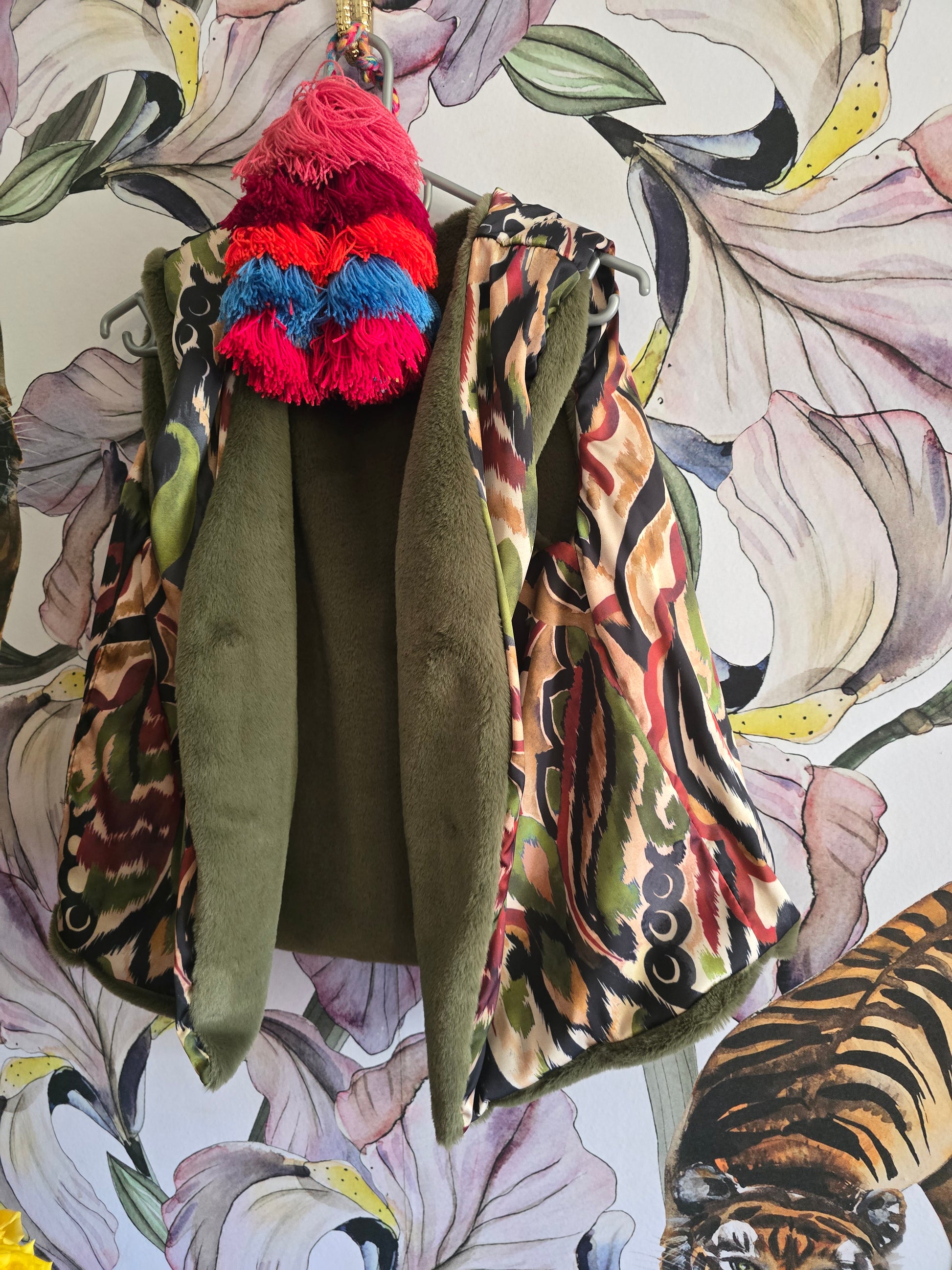 The FAUX FUR AND IKAT WAISTCOAT