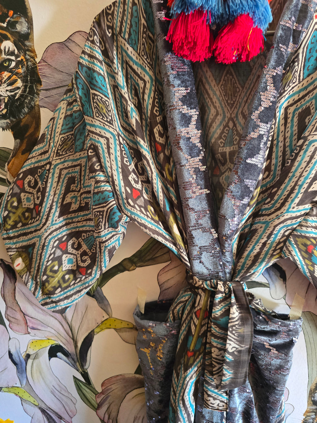 The AZTEC & SEQUINS VELVET KIMONO