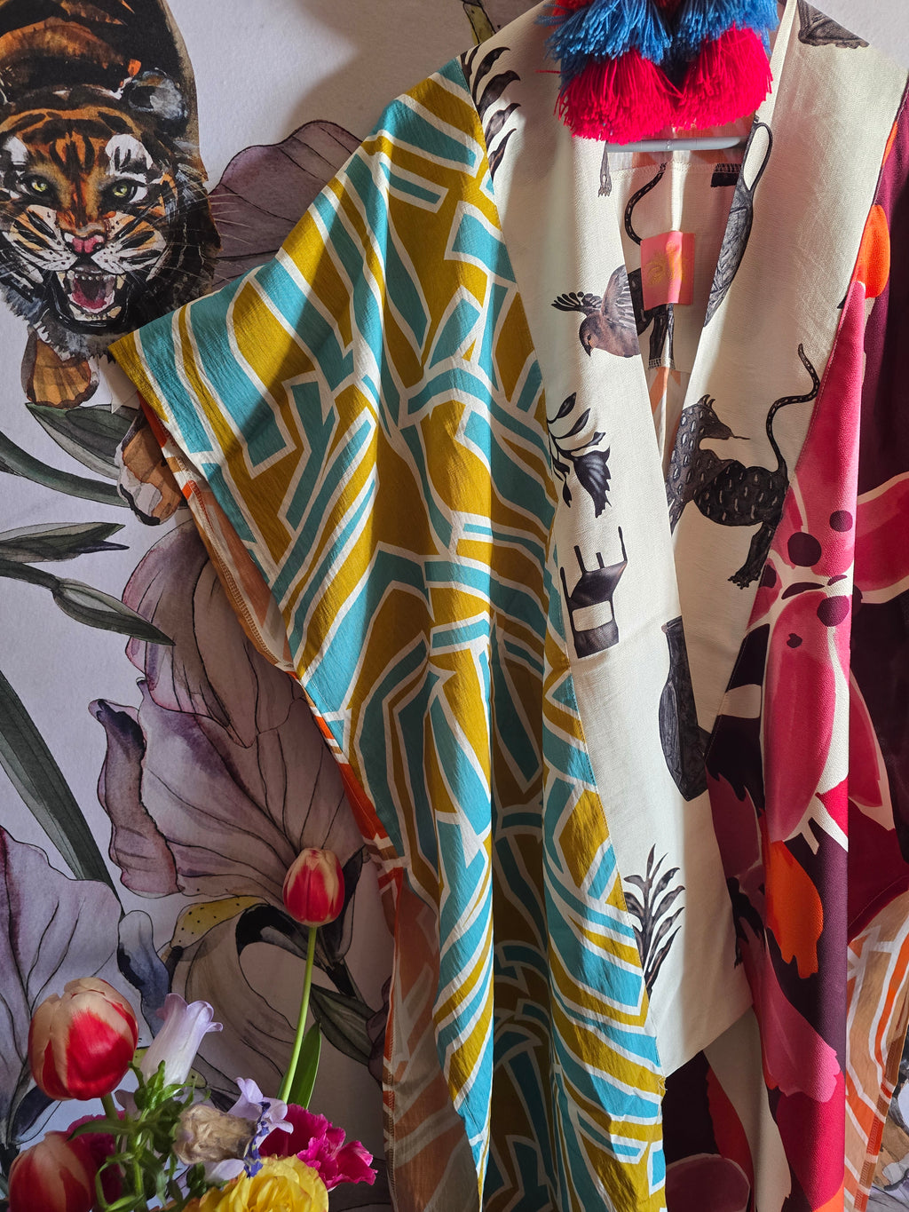 The JAPANDI JUNGLE KIMONO WITH ORANGE BACK