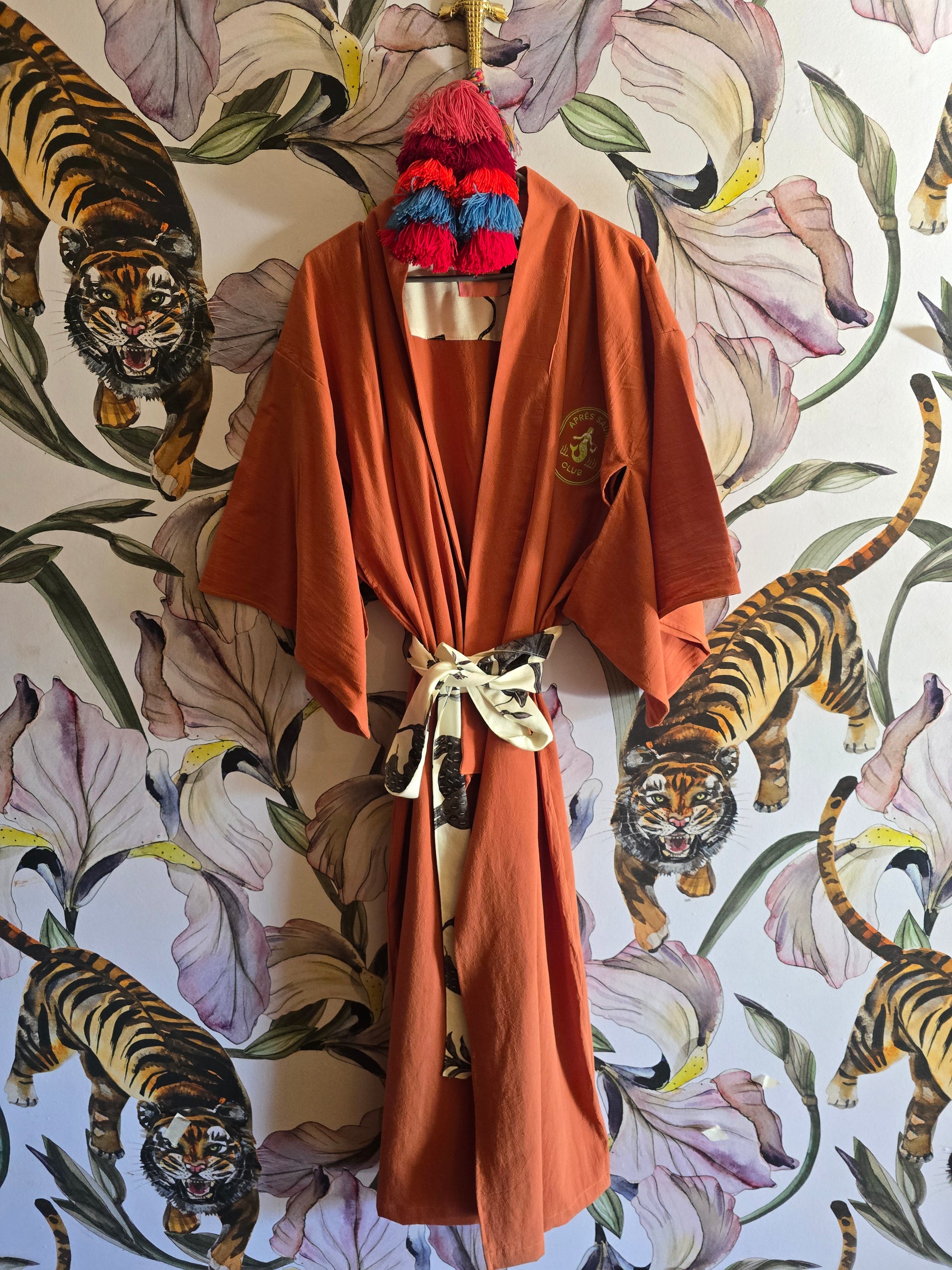 The APRÈ SAUNA 100% COTTON JAPANESE KIMONO TERRACOTTA