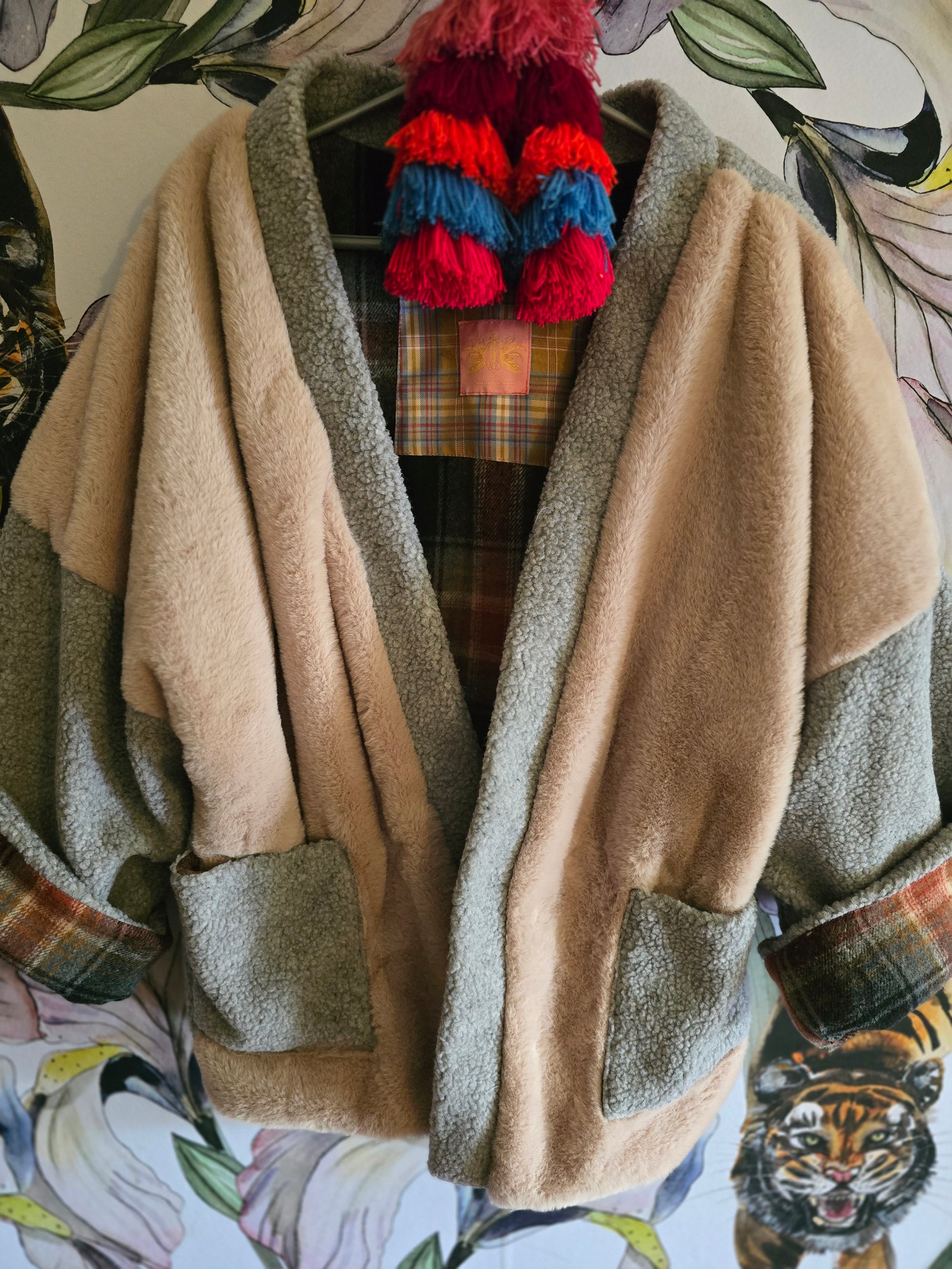 The LUMBER JILL ( FULLY reversible faux fur and fleece check adventure jacket )