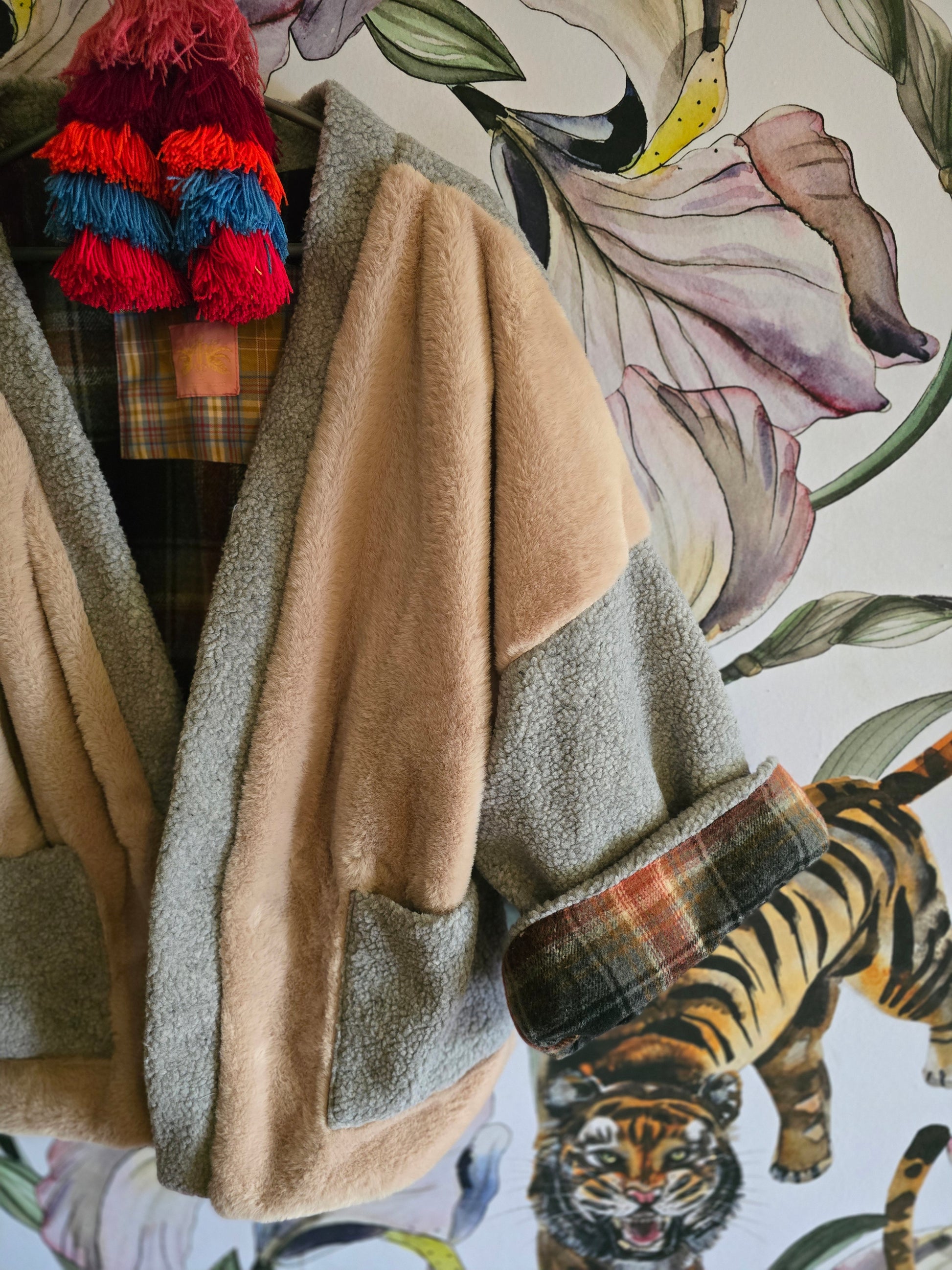 The LUMBER JILL ( FULLY reversible faux fur and fleece check adventure jacket )