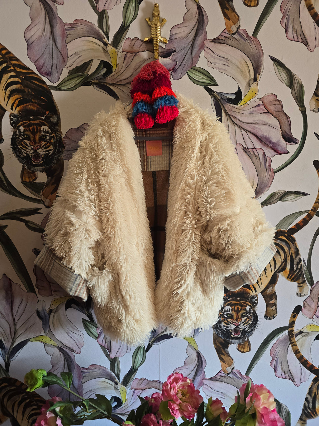The TEDDY FULLY REVERSIBLE CREAM AND CHECK JACKET