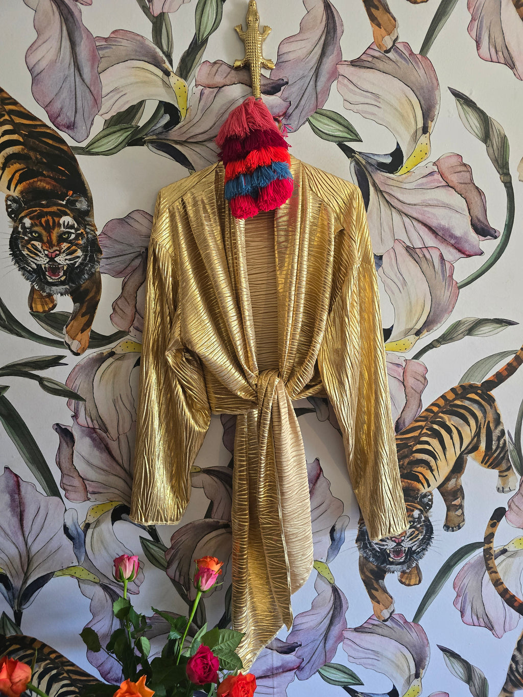 The GOLD LAMEER WRAP TOP