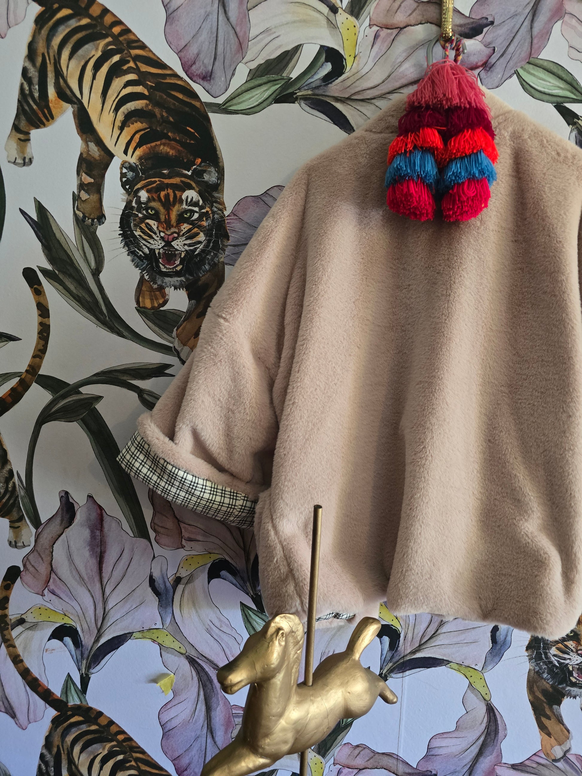 The RETRO FLOWER POWER BULL DENIM & FAUX FUR REVERSIBLE JACKET