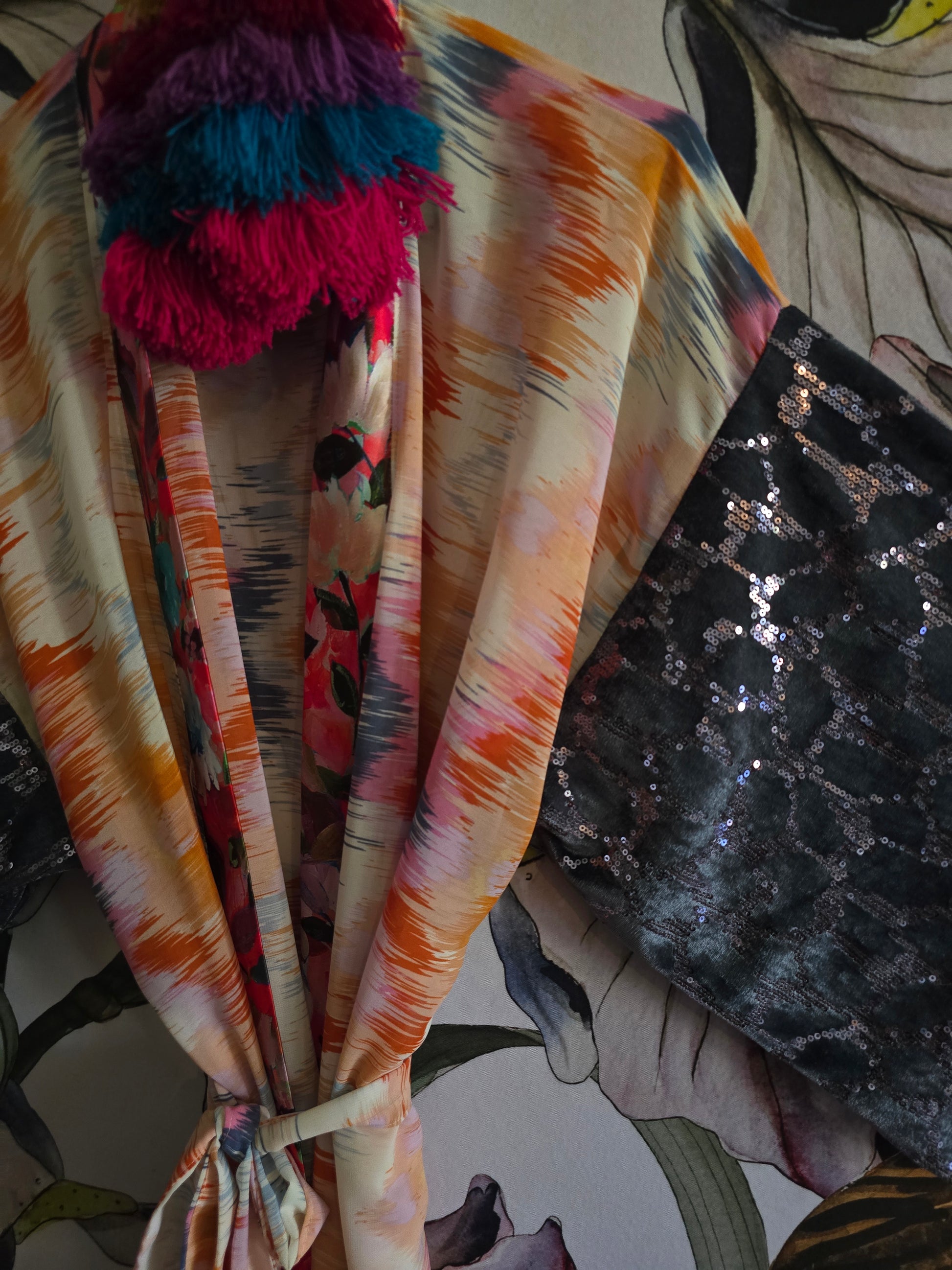 The ARTIST CHIFFON & VELVET KIMONO