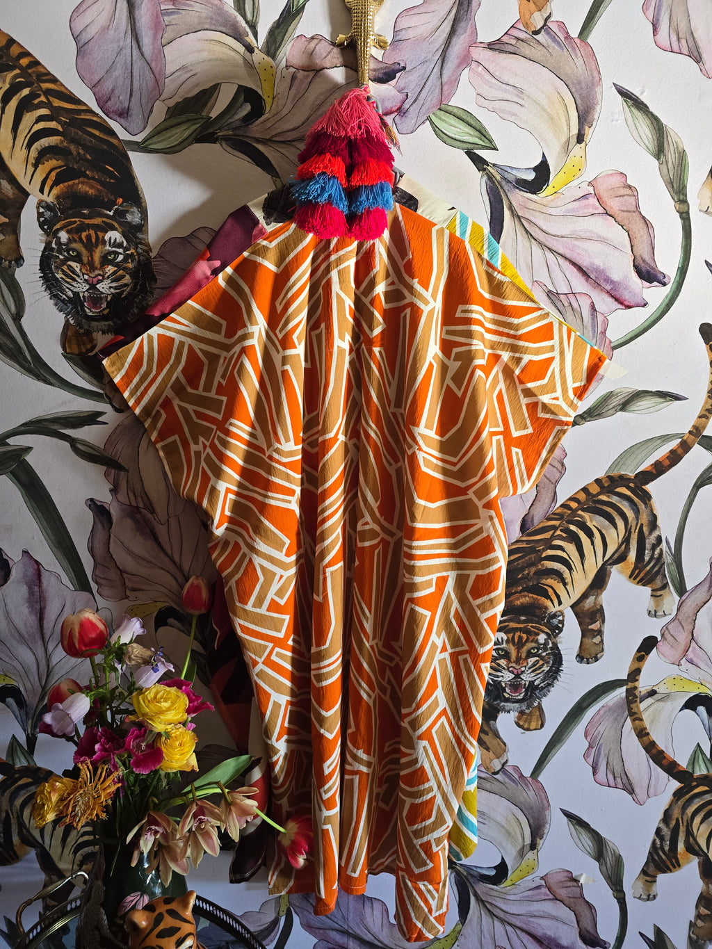 The JAPANDI JUNGLE KIMONO WITH ORANGE BACK
