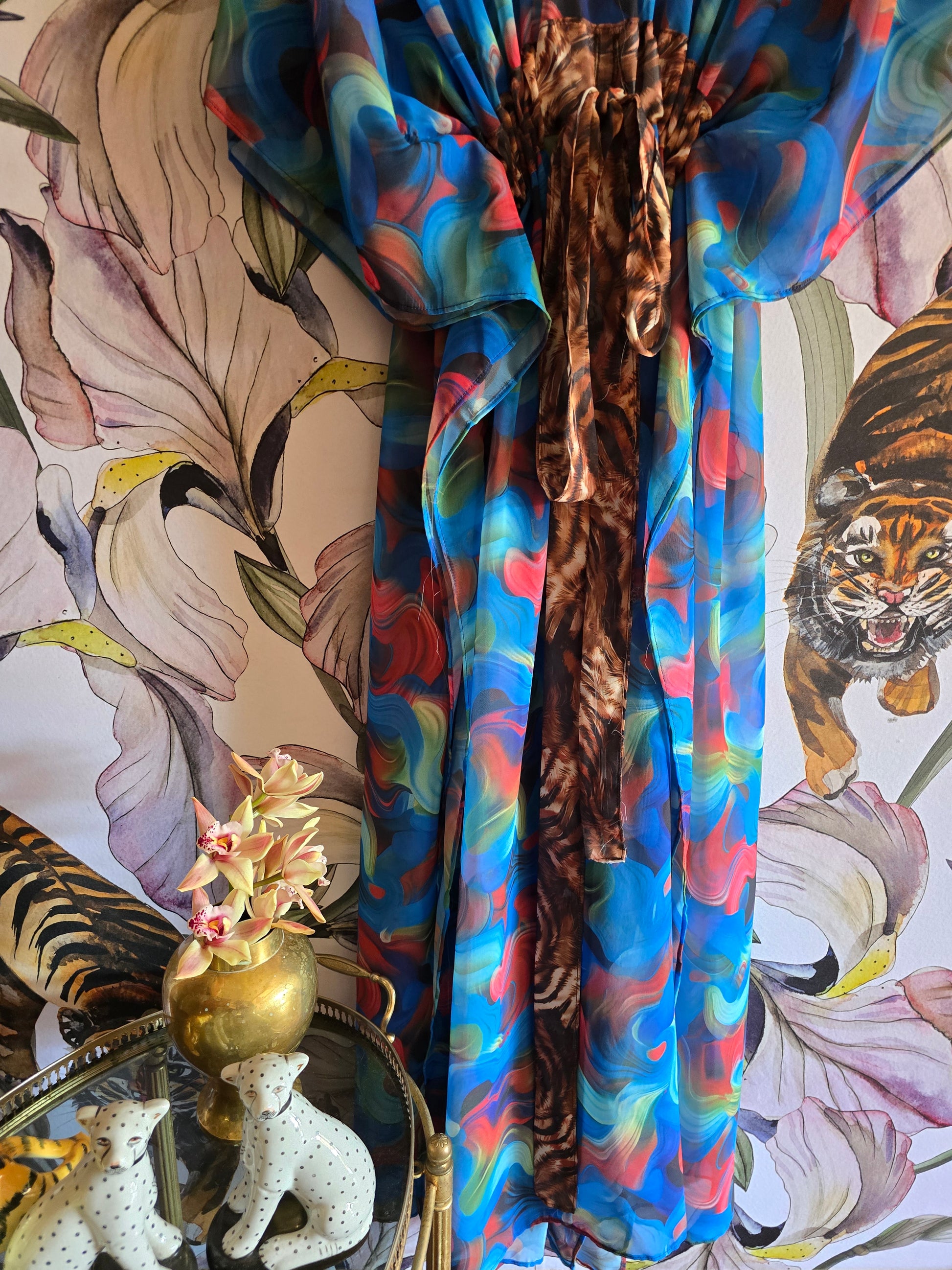 The SWIRL CHIFFON ELECTRIC BLUE KAFTAN