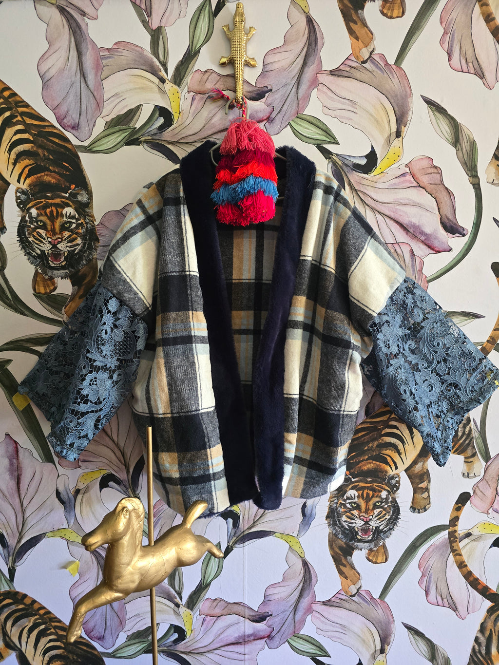 The BLUE GIRL IN LACE REVERSIBLE FLEECE AND FAUX FUR JACKET