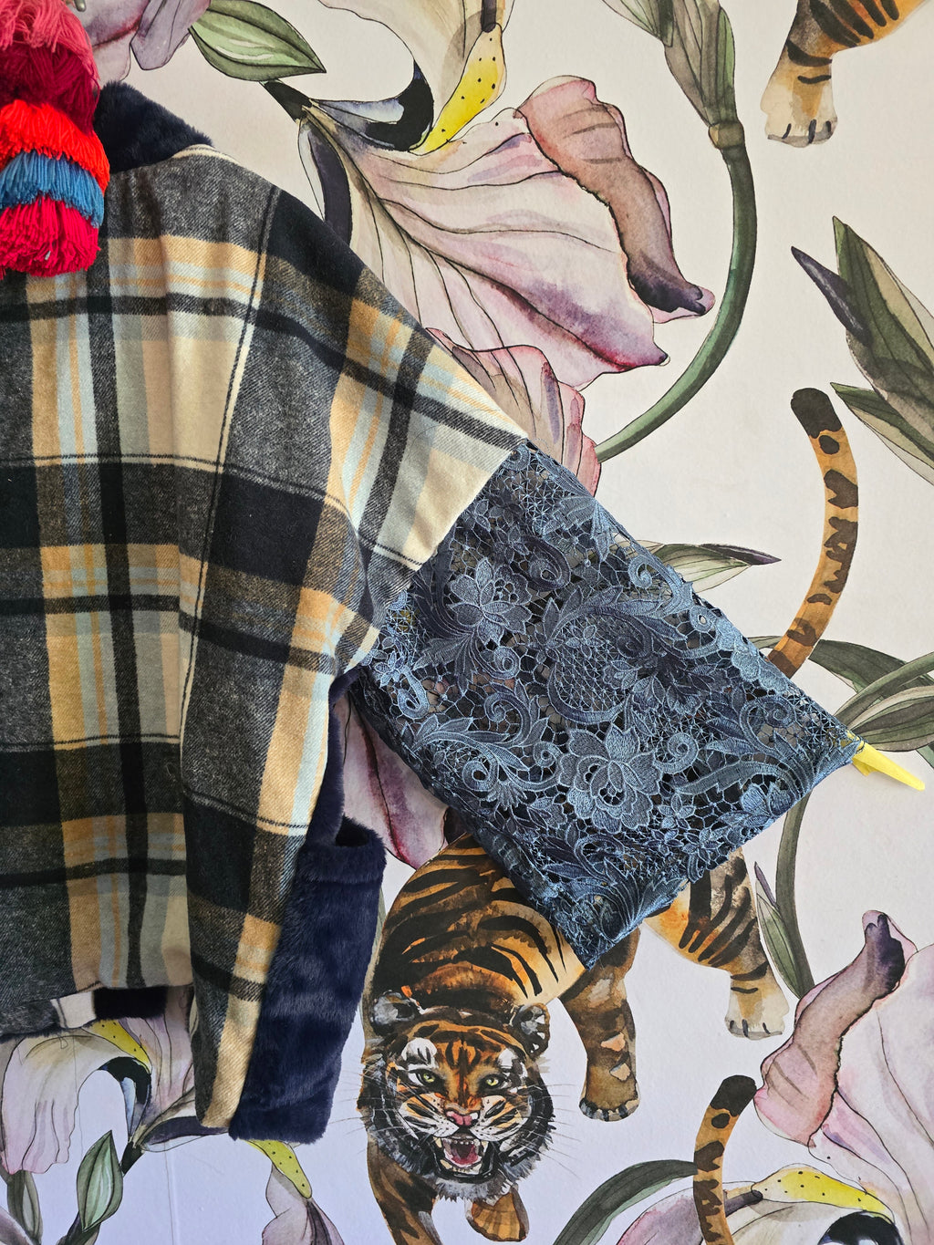 The BLUE GIRL IN LACE REVERSIBLE FLEECE AND FAUX FUR JACKET